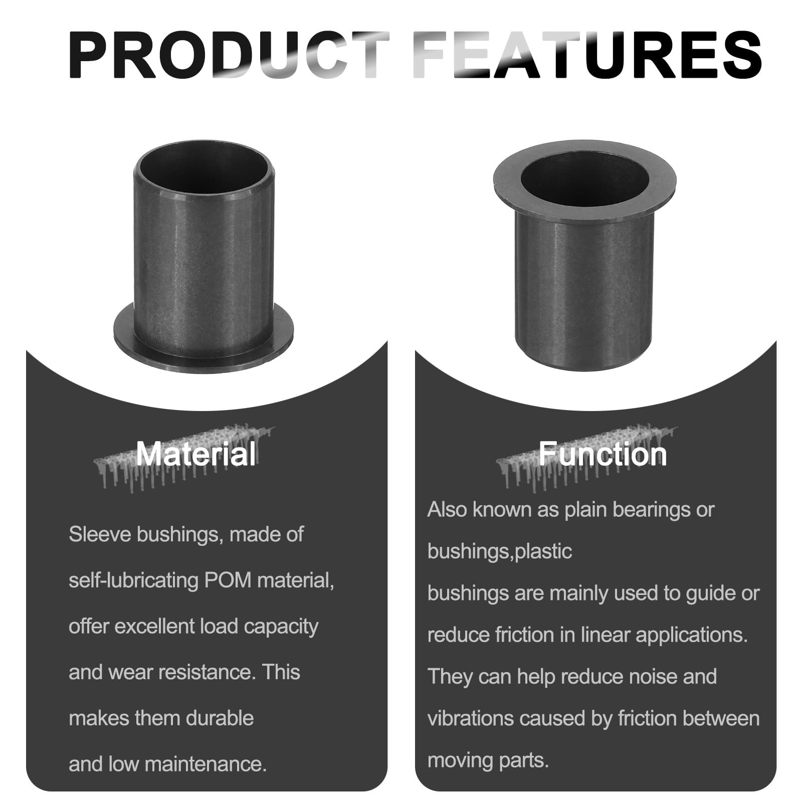 uxcell 6Pcs Flanged Sleeve Bearing, Plastic Bushing ID 17mm x OD 19mm x Lengt…