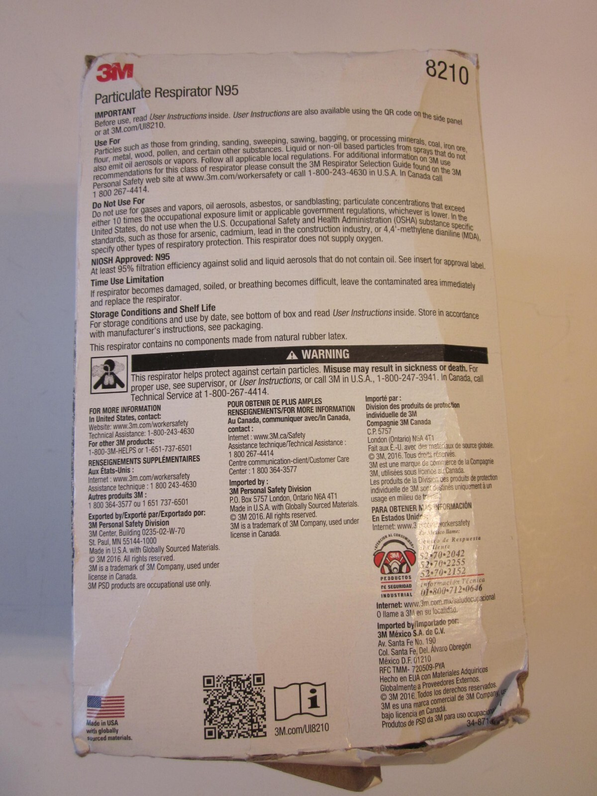 (20) 3M Particulate Respirator N95 8210 Made in USA