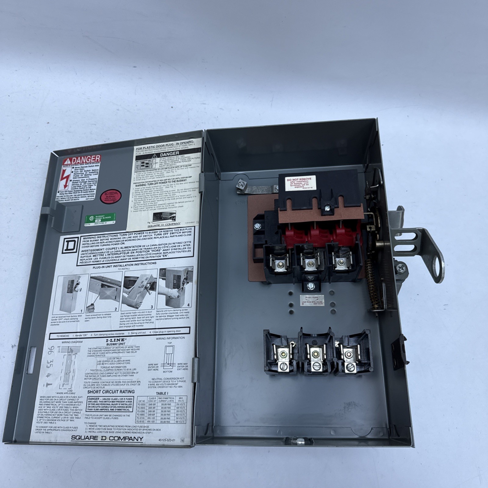 Square D I-Line PQ3603G 30 AMP 600V 3PH Fusible Busway Plug 3W, With ground, 30A