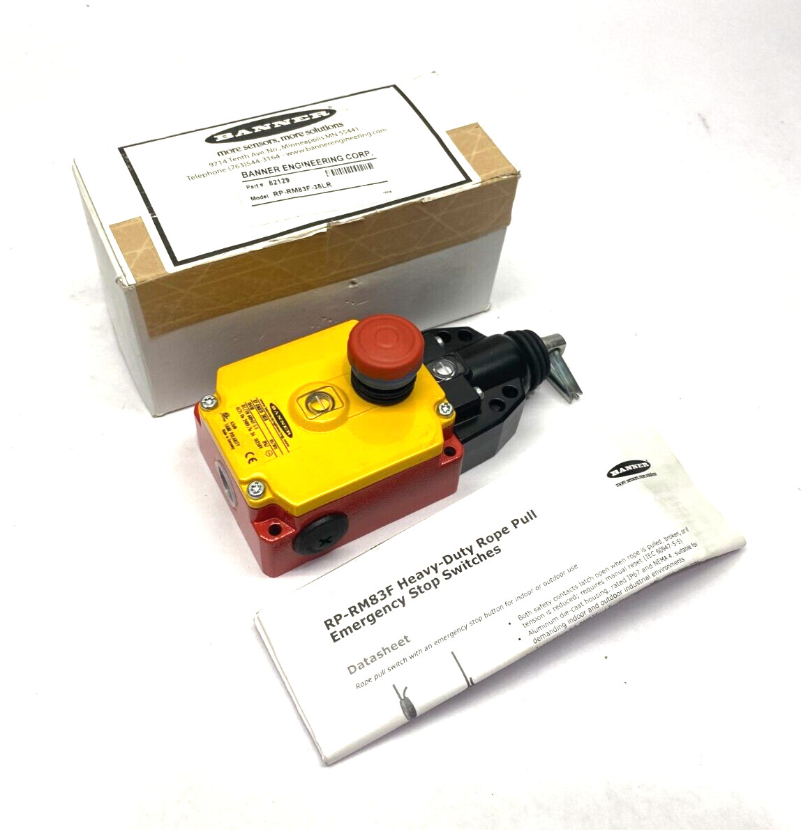 Banner RP-RM83F-38LR Heavy Duty Emergency Stop Rope Pull Module 2 NO, 2NC 82129