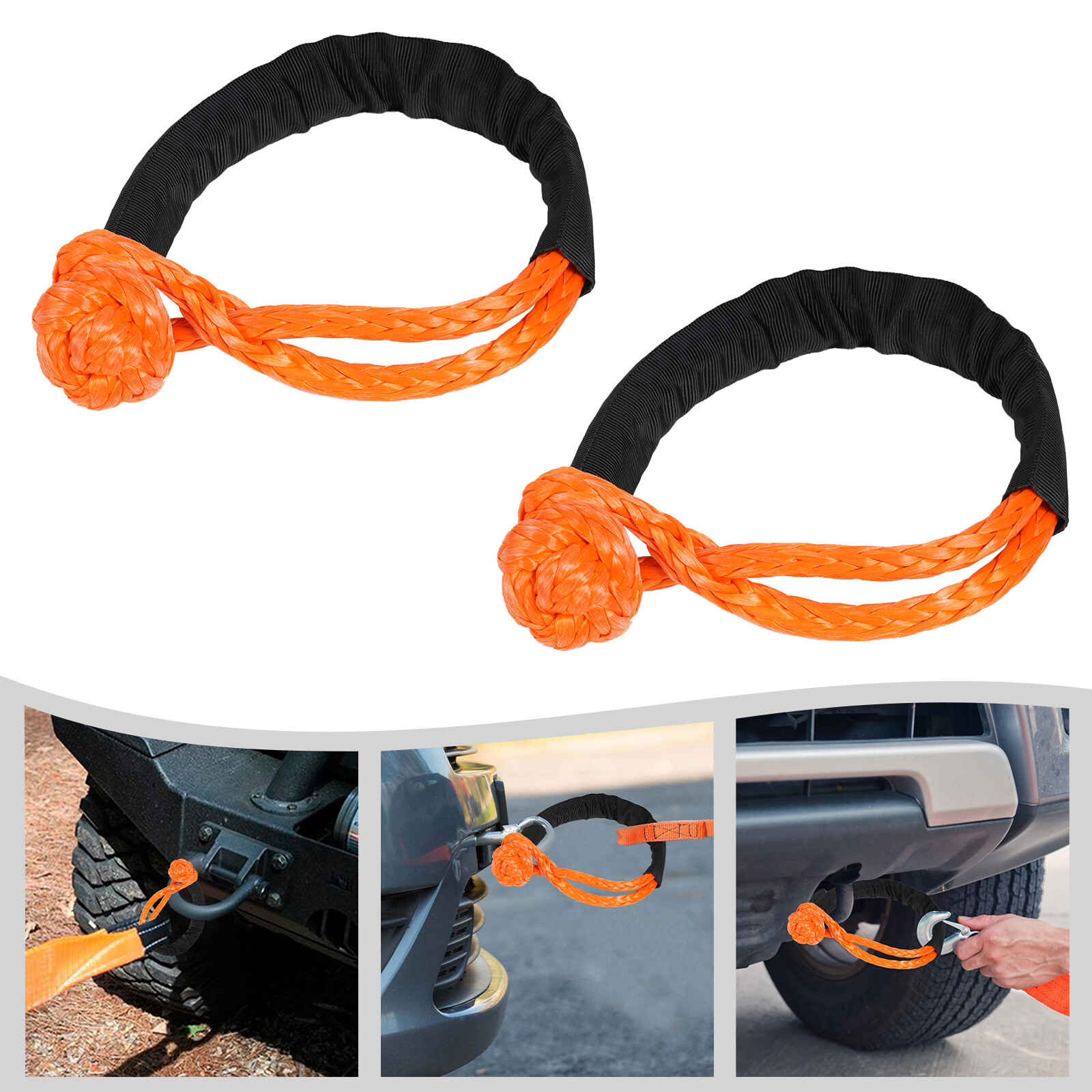 2 PCS 6.8T Soft Shackles Soft Shackle Ropes For Towing Vehicles Or Vessels