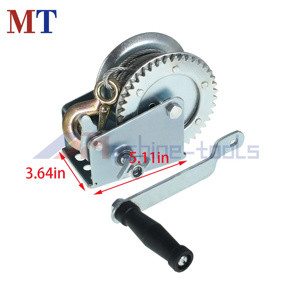 High Carbon Steel 1500Lbs Hand Crank Winch Boat Winch With 10m (32 Feet) Rope