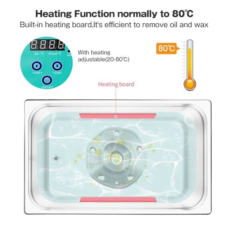 AIPOI Ultrasonic Cleaner 30L Liter Stainless Steel Industry Heated Clean Glasses