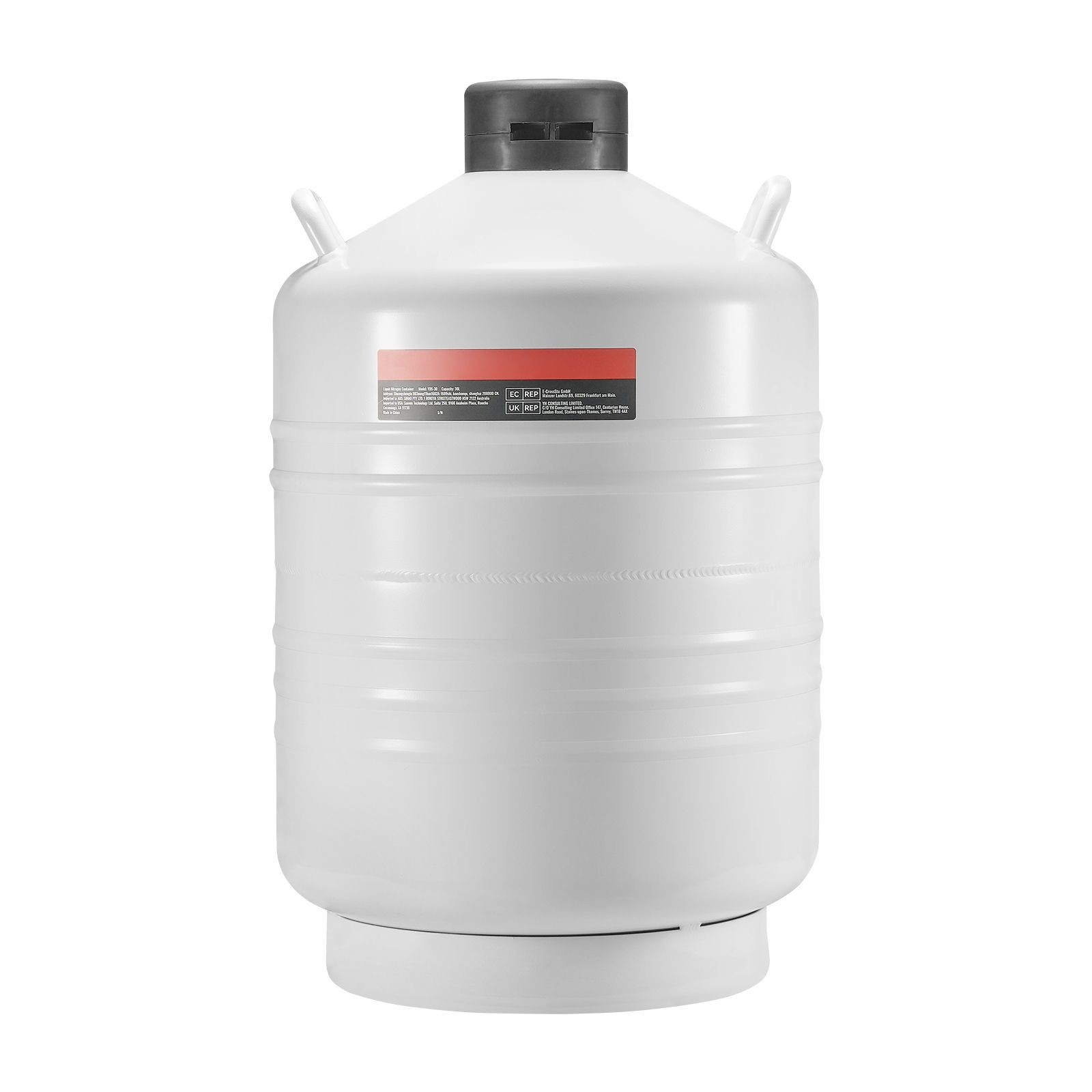 30L Vacuum Insulated Aluminum LN2 Dewar w/6 Canisters & Carry Bag