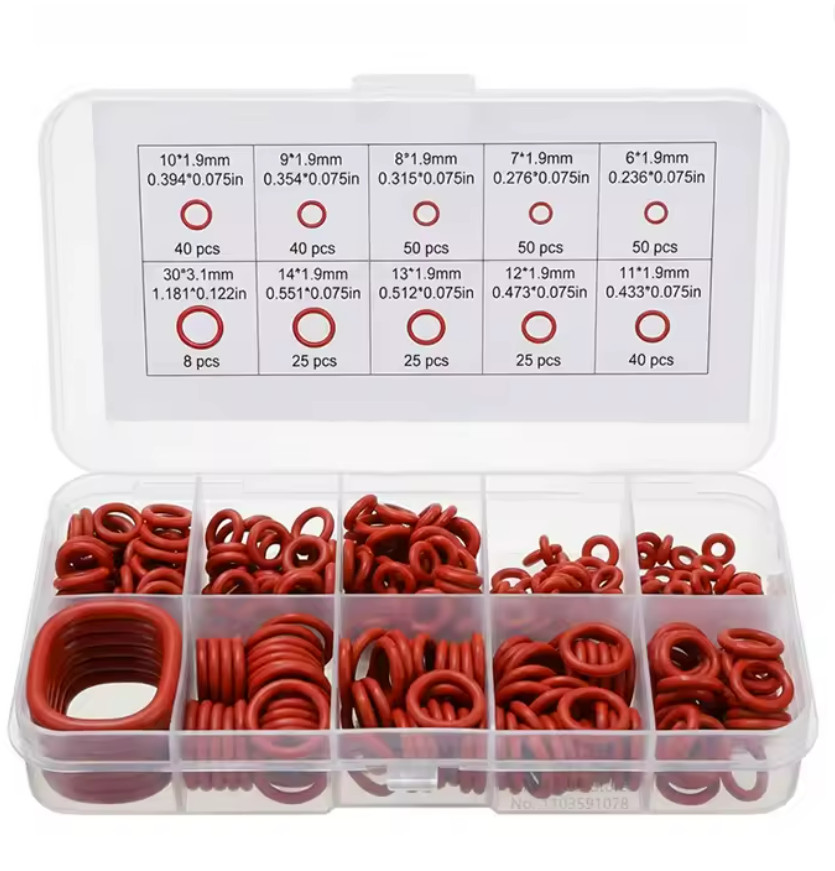 351pcs O-Ring Kit Red Seal Gasket Set Metric Assortment Heat Oil Resistant Box