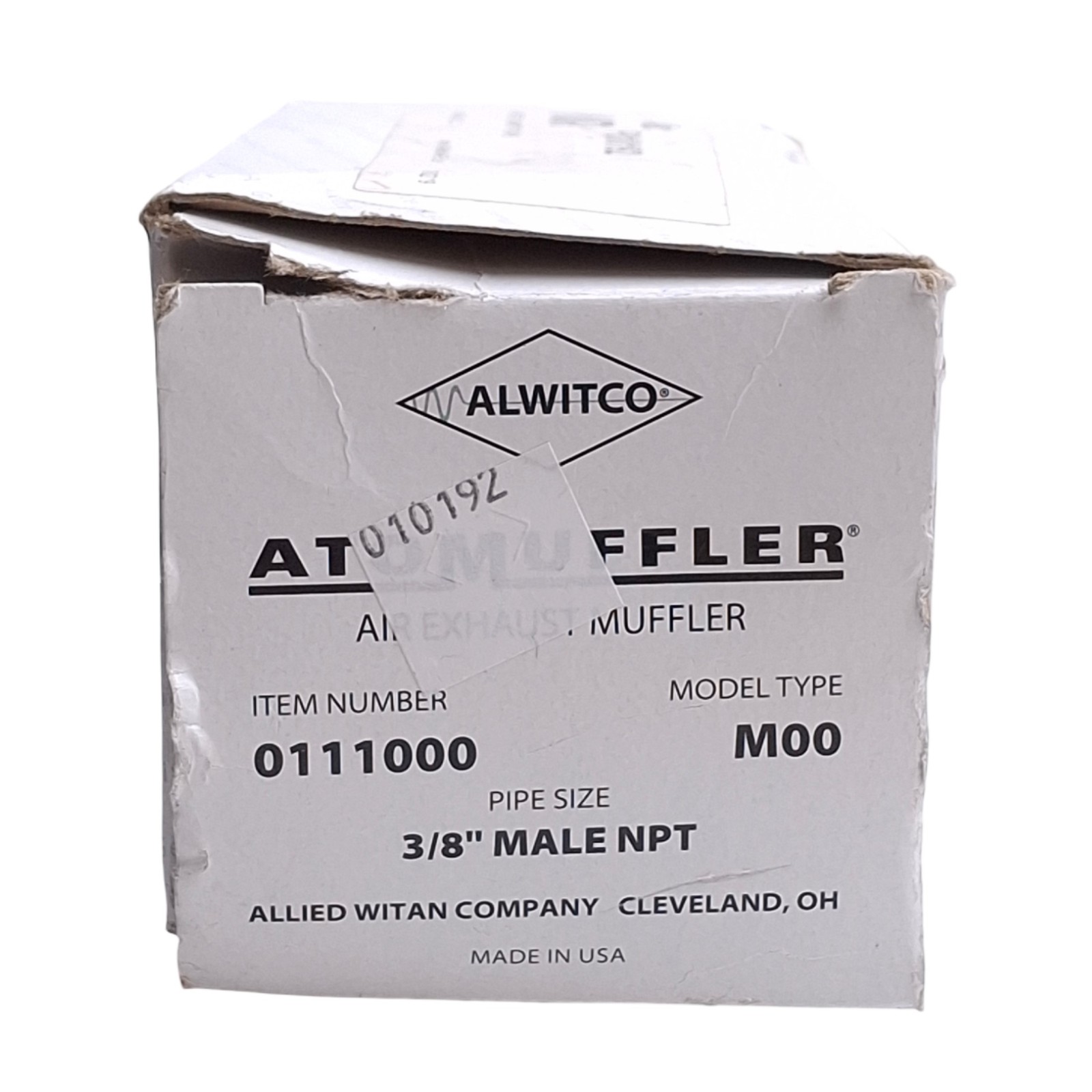 Alwitco 0111000 M00 Pneumatic Muffler, 3/8in NPT Male, 125psi, ø2.59in x 5.12in