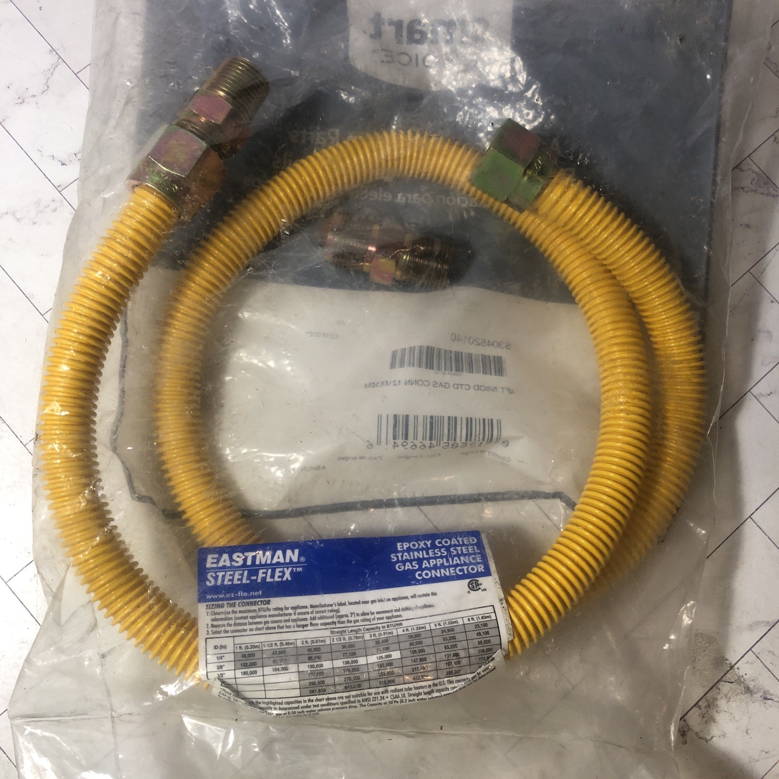 Smart Choice Eastman Steel-flex Gas Connector 30YE505048 4ft 5/8OD CTD 12x12m