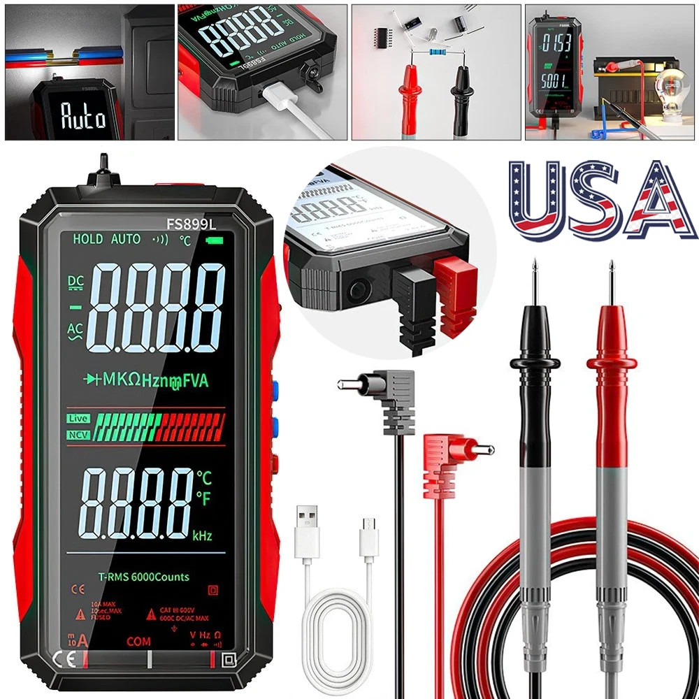 Digital Multimeter, FS899L Multimeter, USB Rechargeable Digital Multimeter