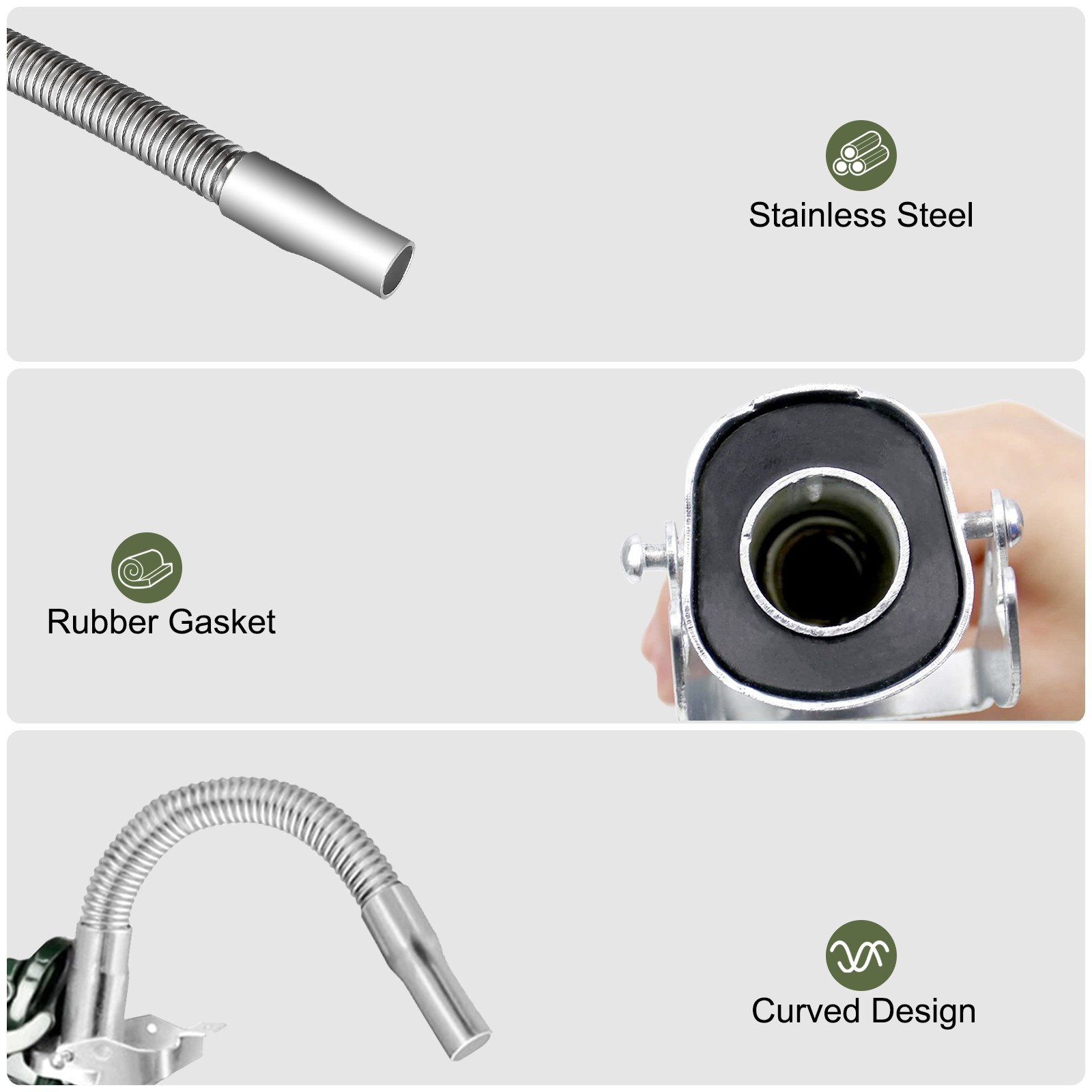 Flexible Jerry Can Spout Stainless Steel Long Nose Spout Nozzle for 5L 10L 20L