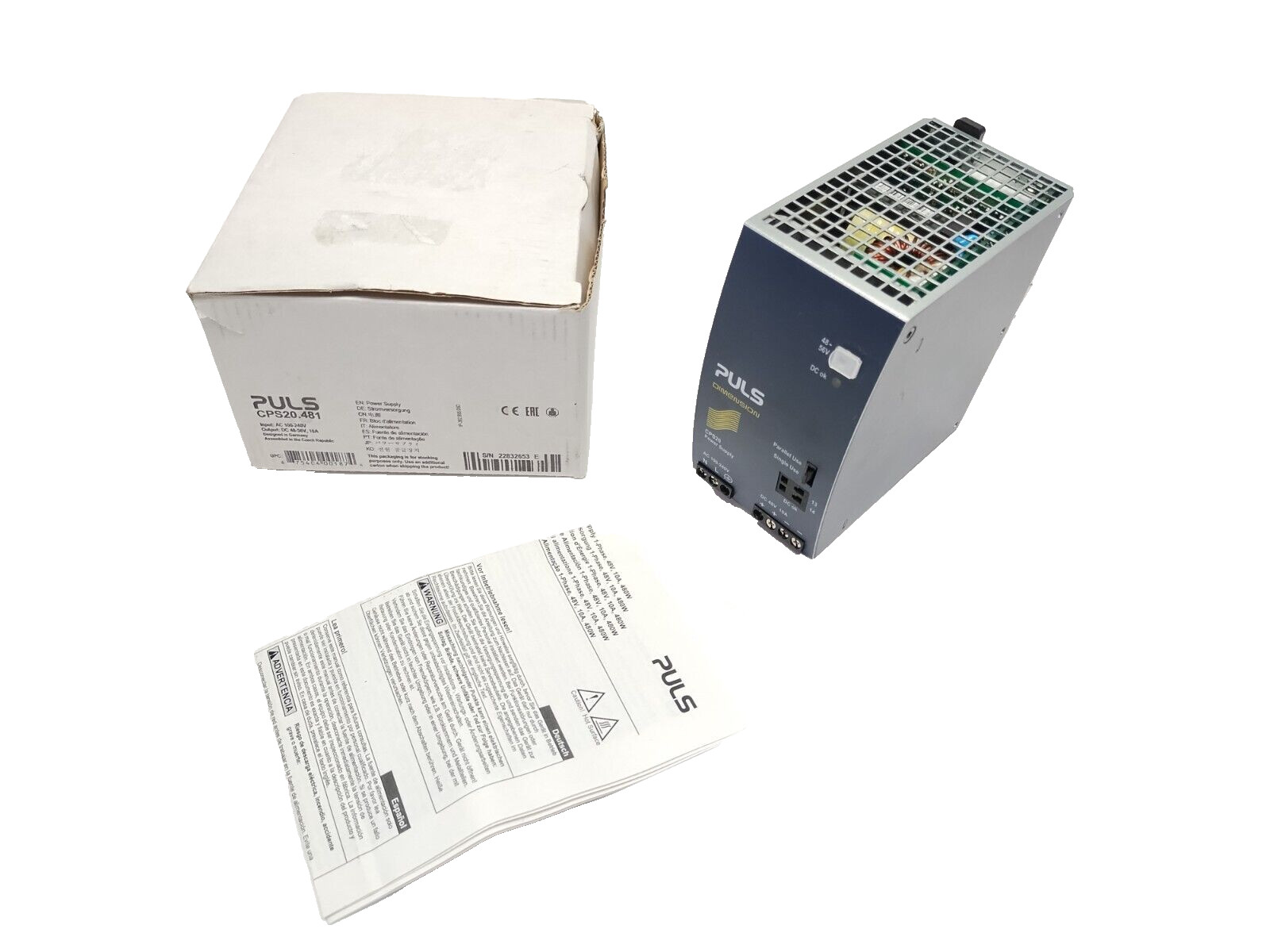 PULS CPS20.481 Power Supply 1-Phase 120-240VAC 48VDC 10A 480W