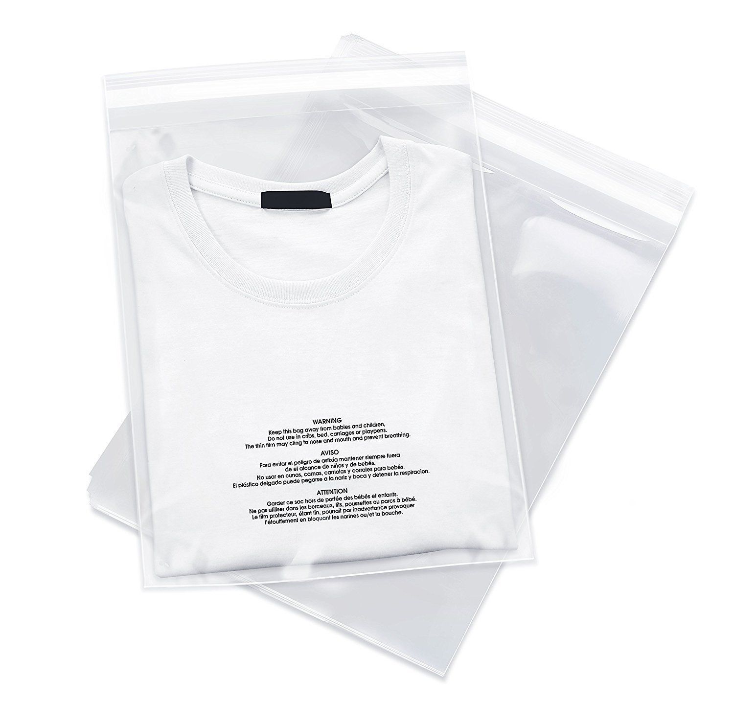 100 11×14 Poly Bags Resealable Suffocation Warning Clear Merchandise 1.5 mil