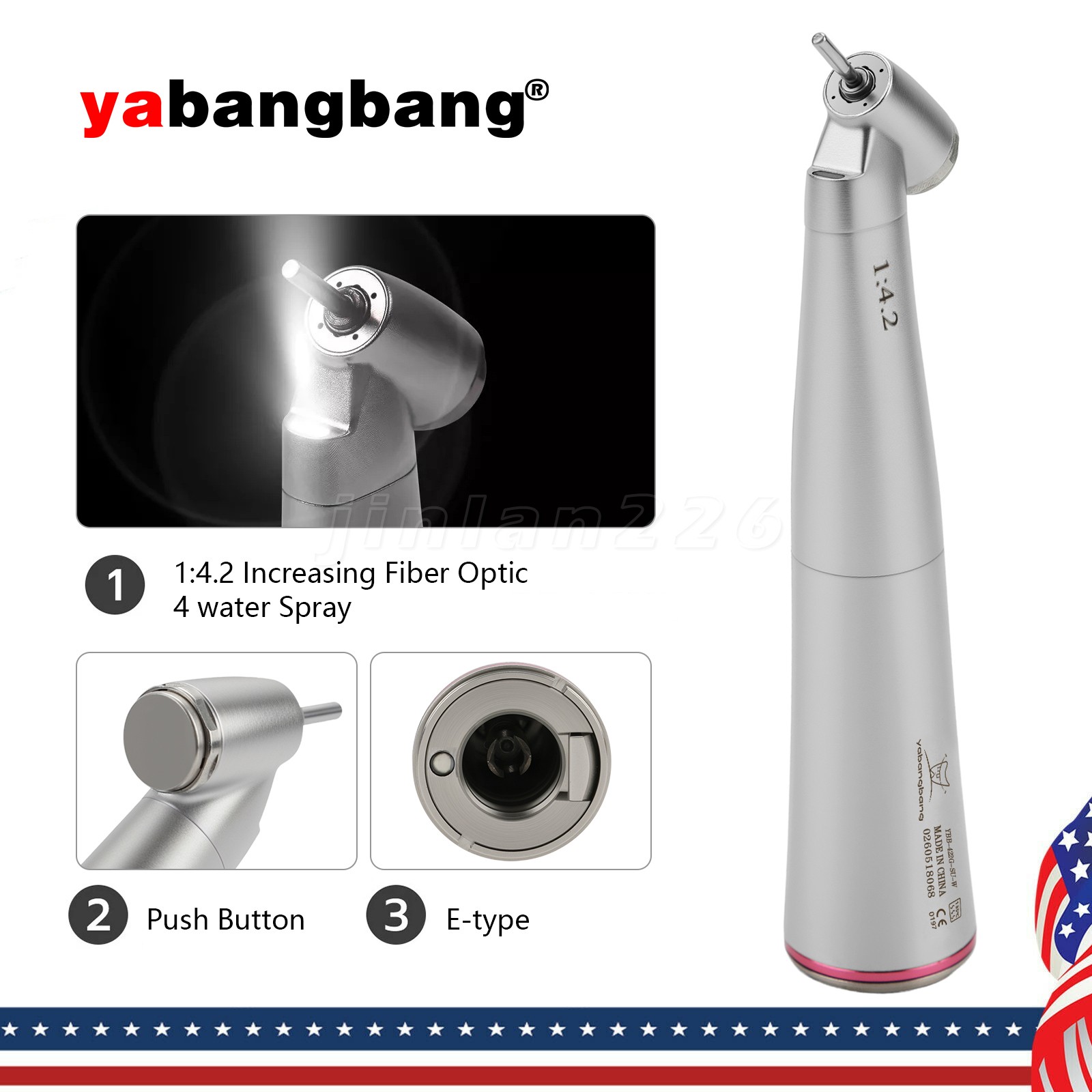 20:1/1:1/1:5/1:4.2 Dental LED Fiber Optic/NO LED Impalnt Contra Angle Handpiece