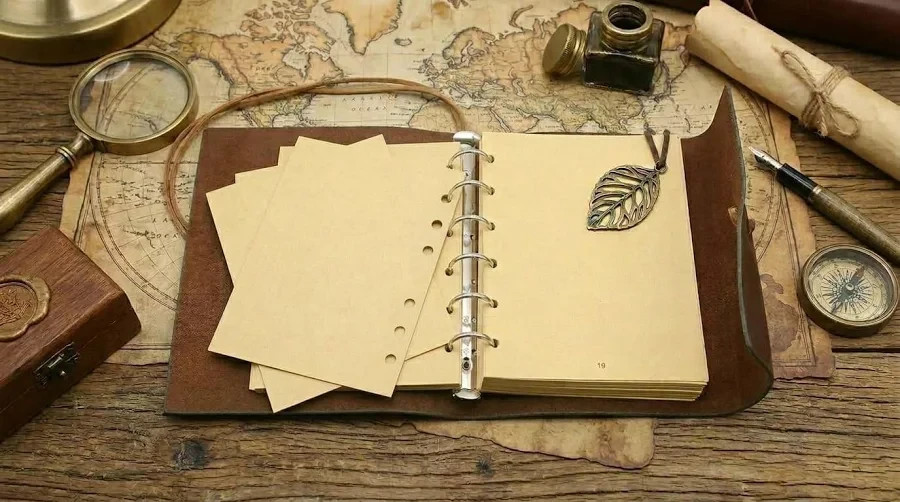 5 Inch Mini Vintage Leather Journal, Pocket Size Refillable Loose Leaf Notebook