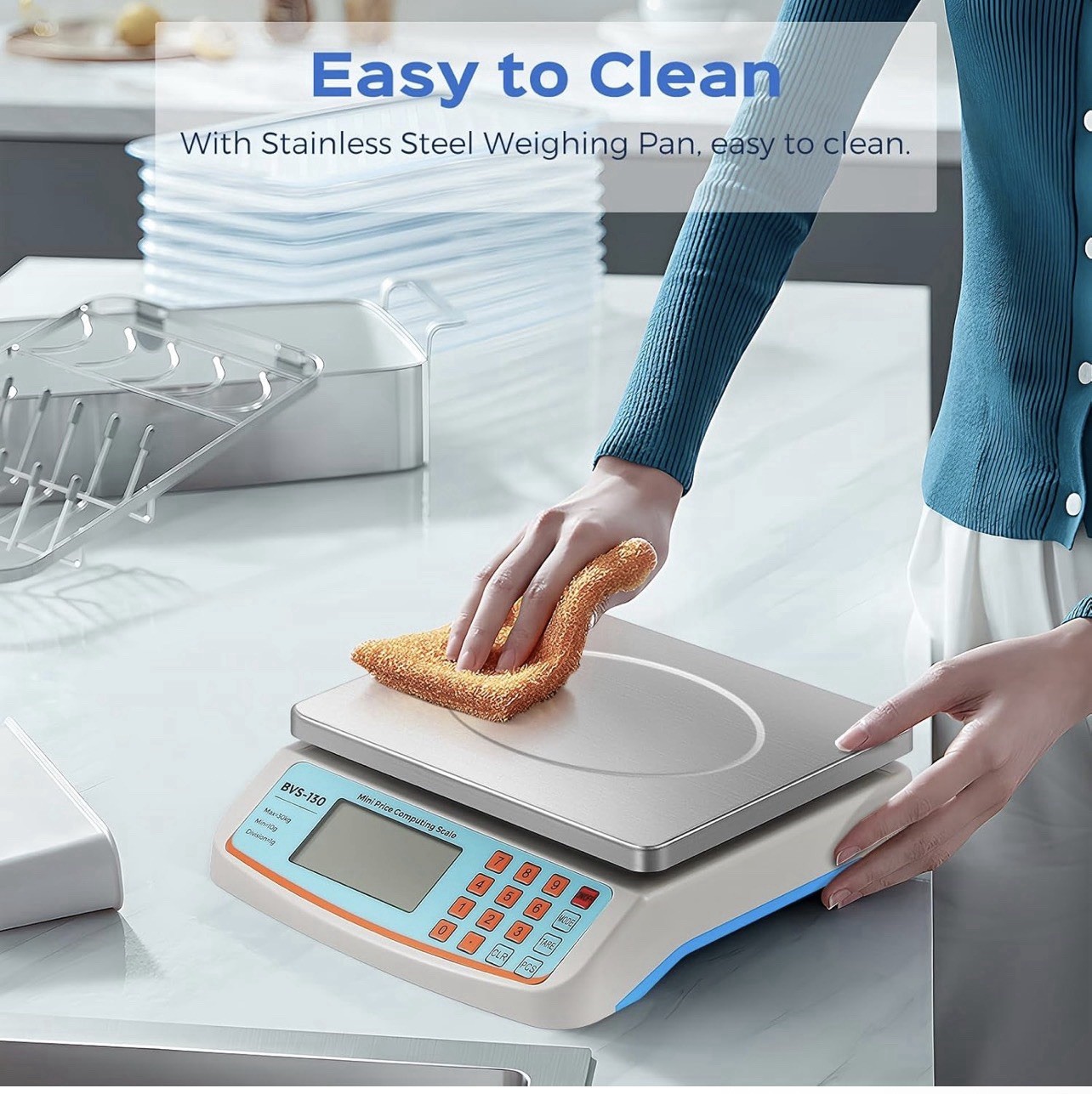 Bonvoisin 66lb/30kg Food Scale Stainless Steel Price Computing kg/lb/oz 1g