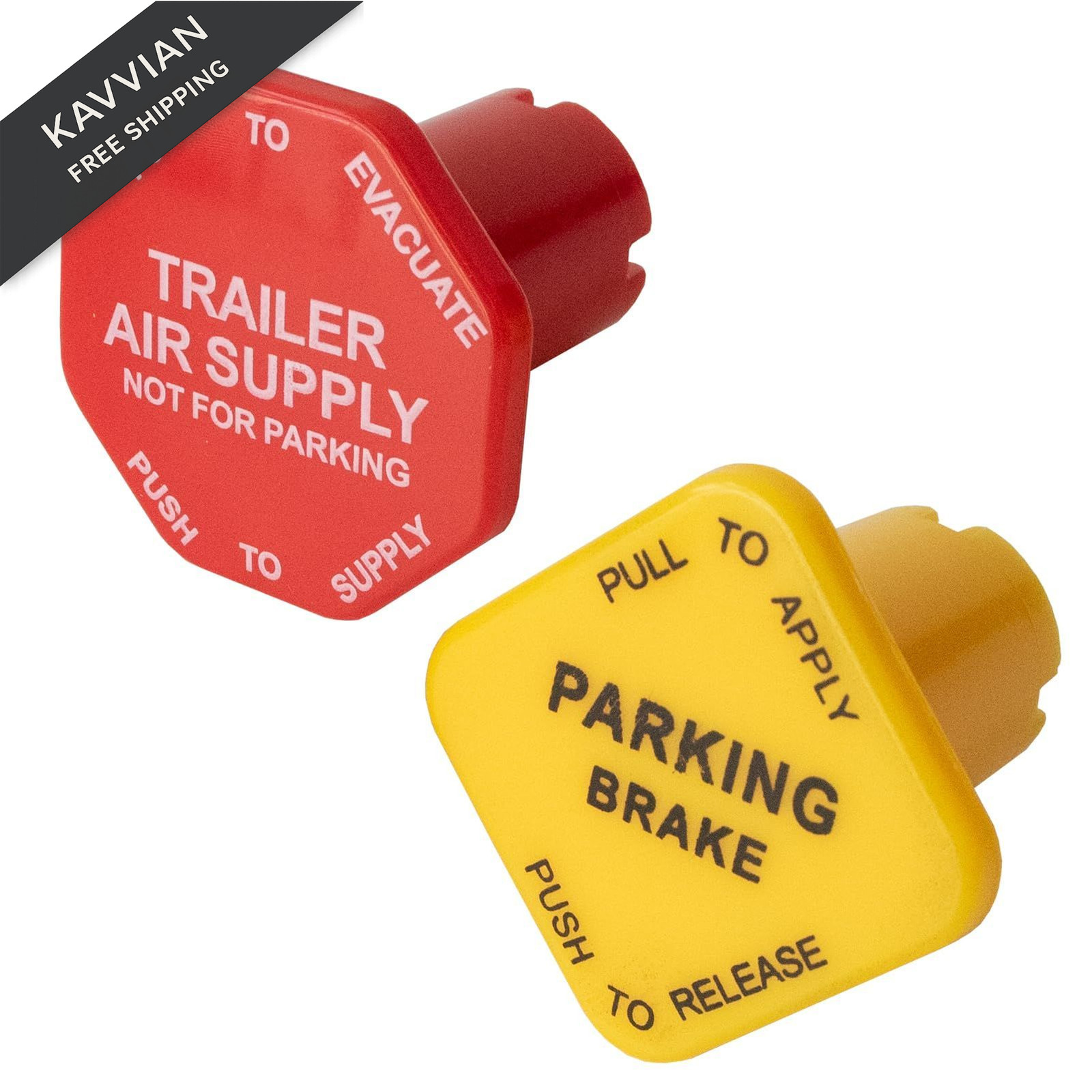 AUPARTIK Parking Brake & Trailer Air Supply Mv-3 Knob Yellow & Red Fit