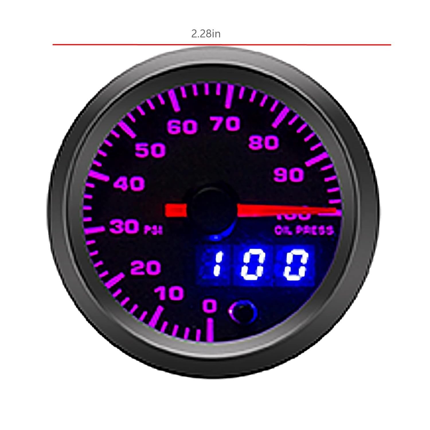 2-1/16″ 52mm Oil Pressure Gauge Kit 7 Color 0 to 100 PSI Pointer & … Fast Ship
