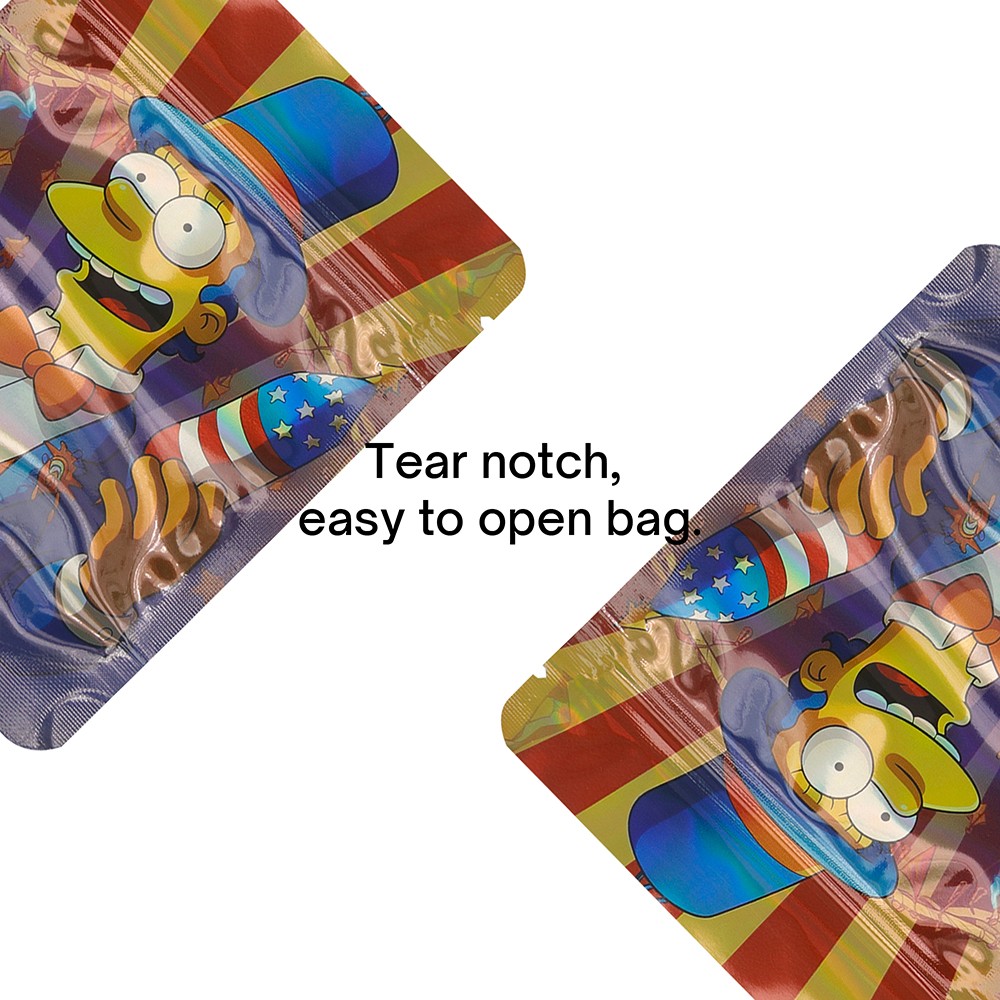 3.5g Mixed 100pcs Mylar Bags Smell Proof Food Storage Pouches Zip Seal Bags