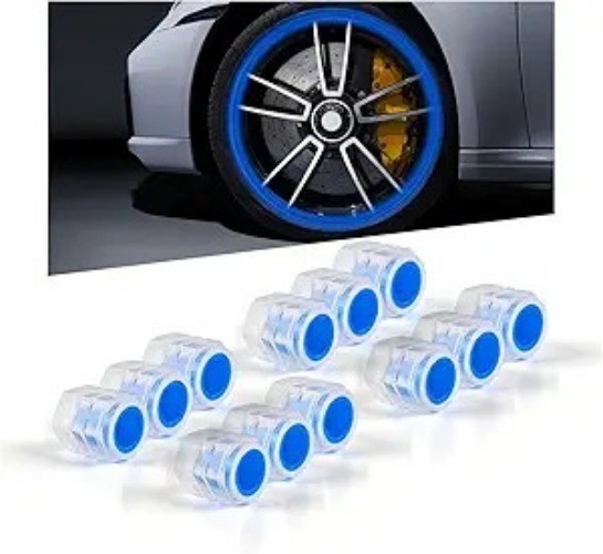Glow in the Dark Blue Tire Valve Stem Caps (12PCS), Luminous & Cor Color: Blue