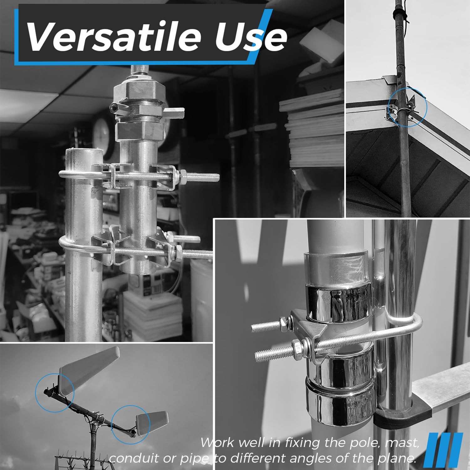 Double Antenna Mast Clamp, Antenna Mount Bracket Kit V Jaw Block with U Bolts…