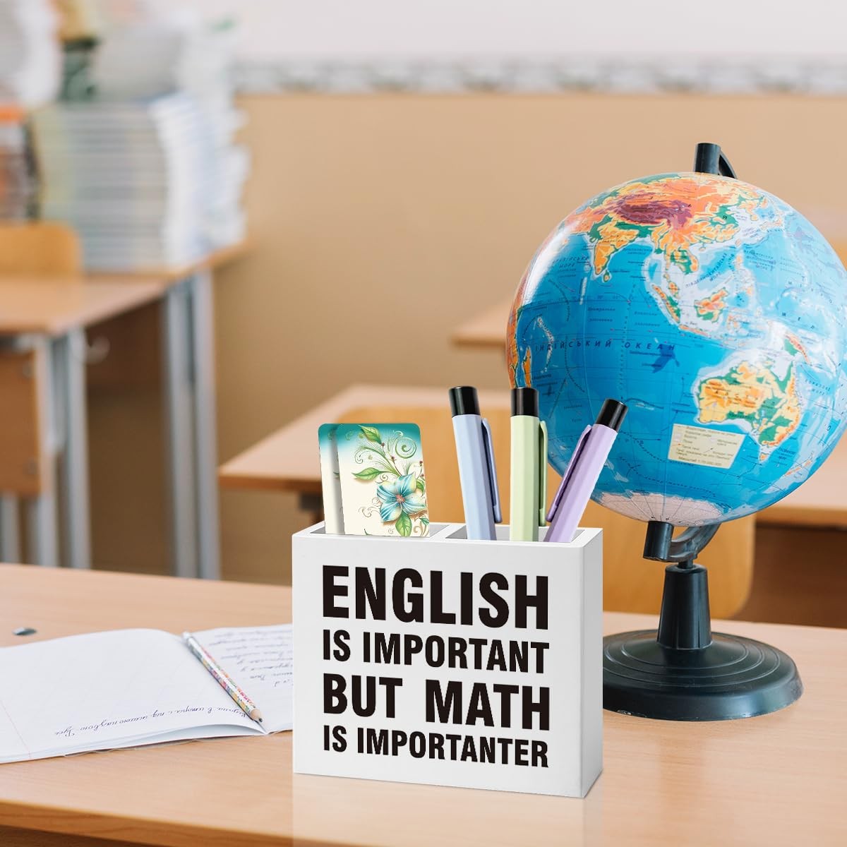 Eiseniy Bookmark Pen Pencil Holder for Classroom Math Decor English