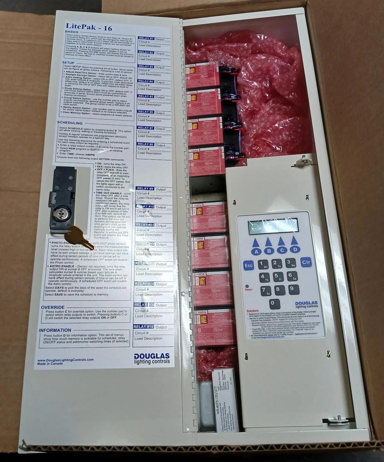 Douglas Lighting Controls LitePak-16 Control Panel Wpak16-3352