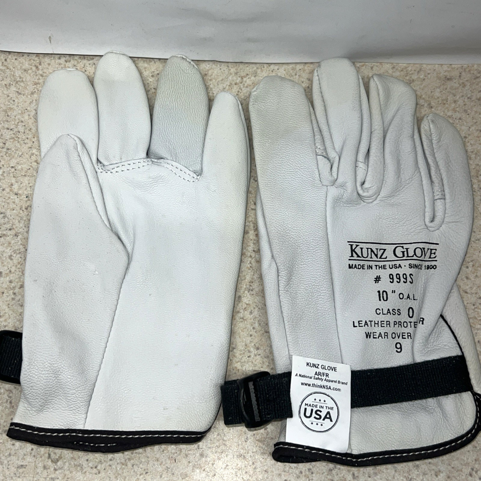 Kunz High-Voltage Gloves. 10″OAL. #999S. New. Free Shipping Sz9. Class 0