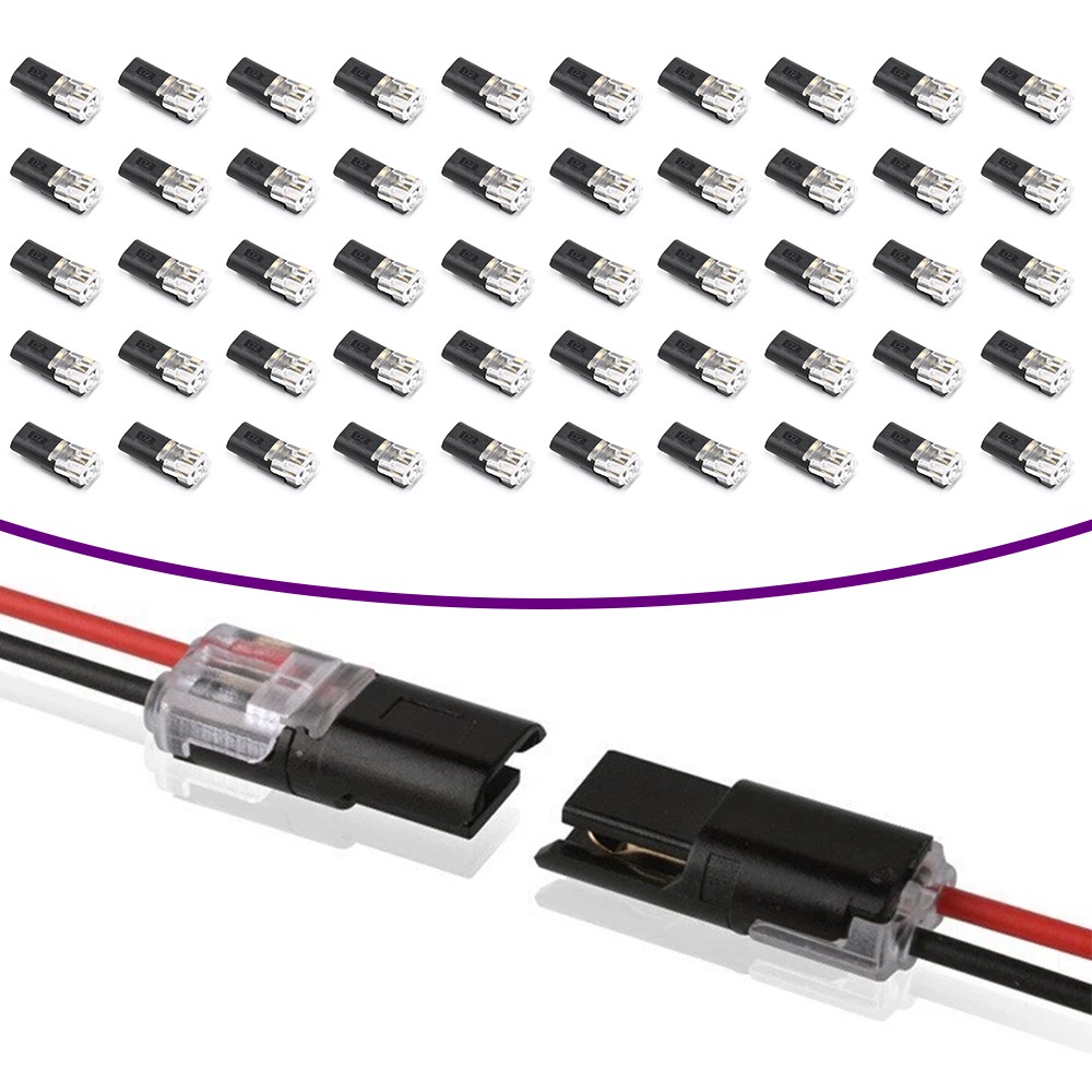 50PCS Double-Wire Plug-in Connector, Cable Clamp with Locking Buckle, AWG 18-22