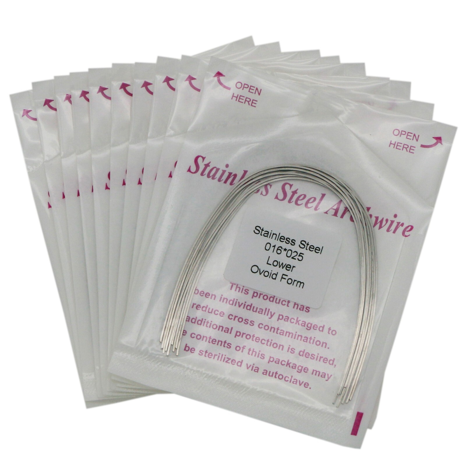100Pcs Dental Ortho Arch Wire Round/Rectangular Stainless Steel Ovoid/Natural