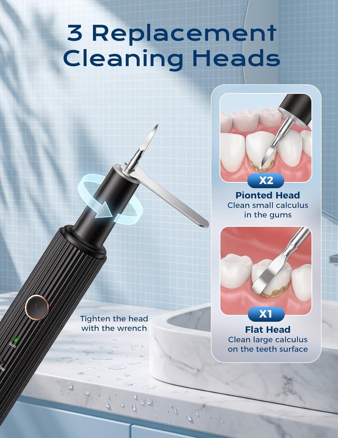 Teeth Cleaning Kit Electric Ultrasound Tartar Remover with LED Light 4 Modes