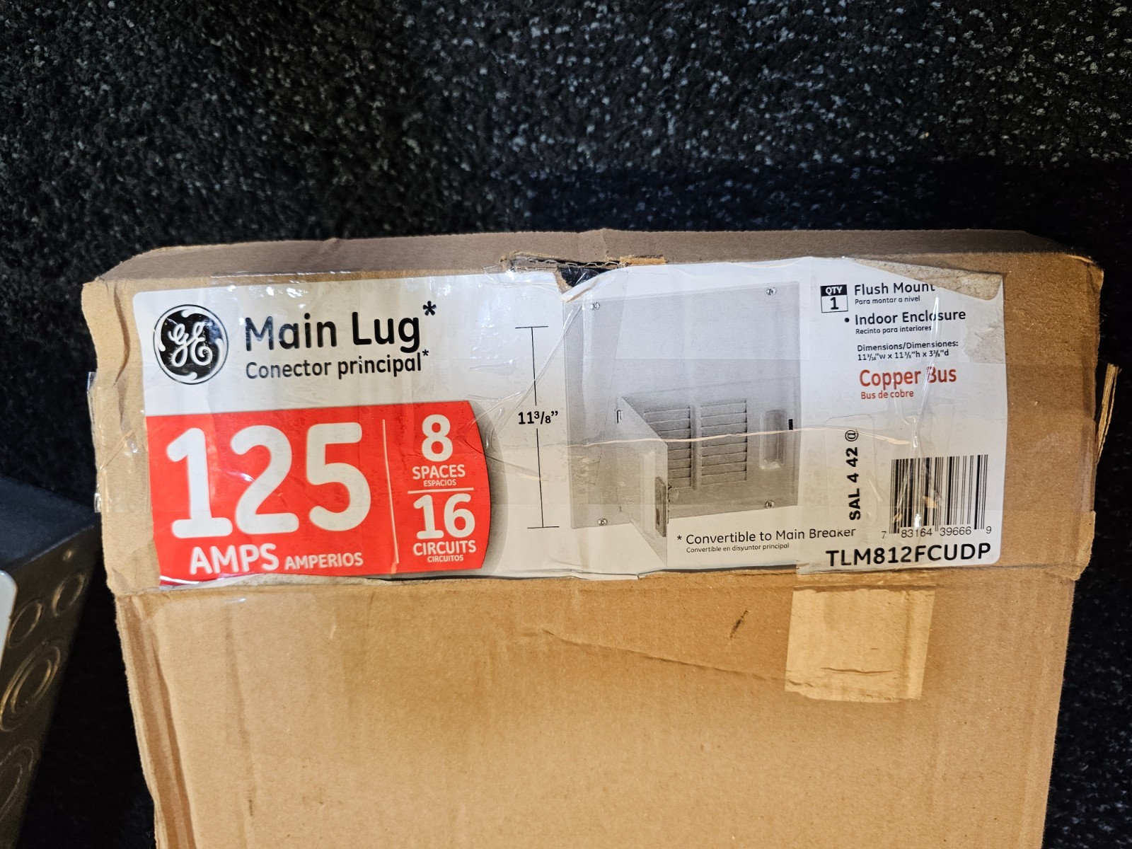 GE TLM812FCUDP 125A 8 Spaces 16 Circuits Main Lug Circuit Breaker Panel Box