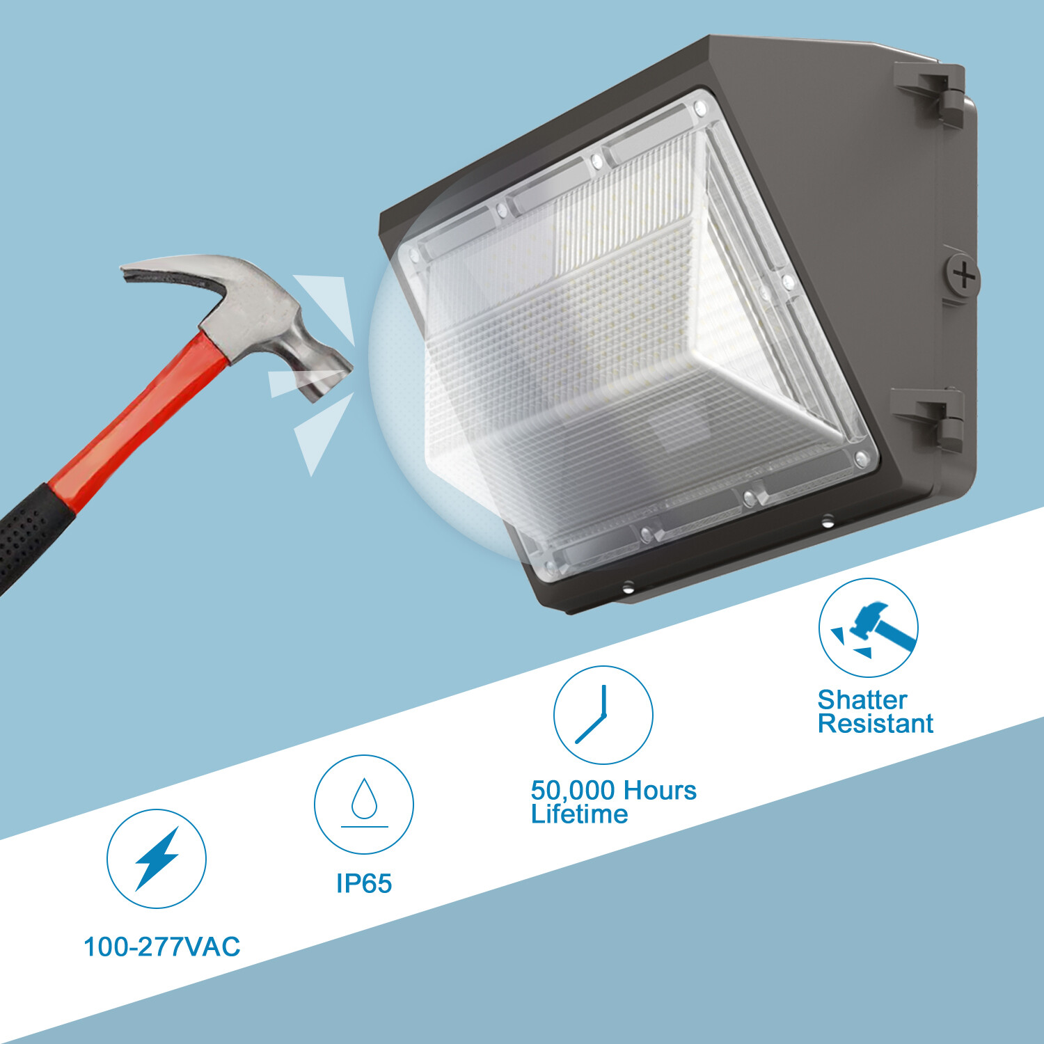 DLC ETL 120W LED Wall Light 5000K Dust to Dawn Commercial LED Wallpack Lighting
