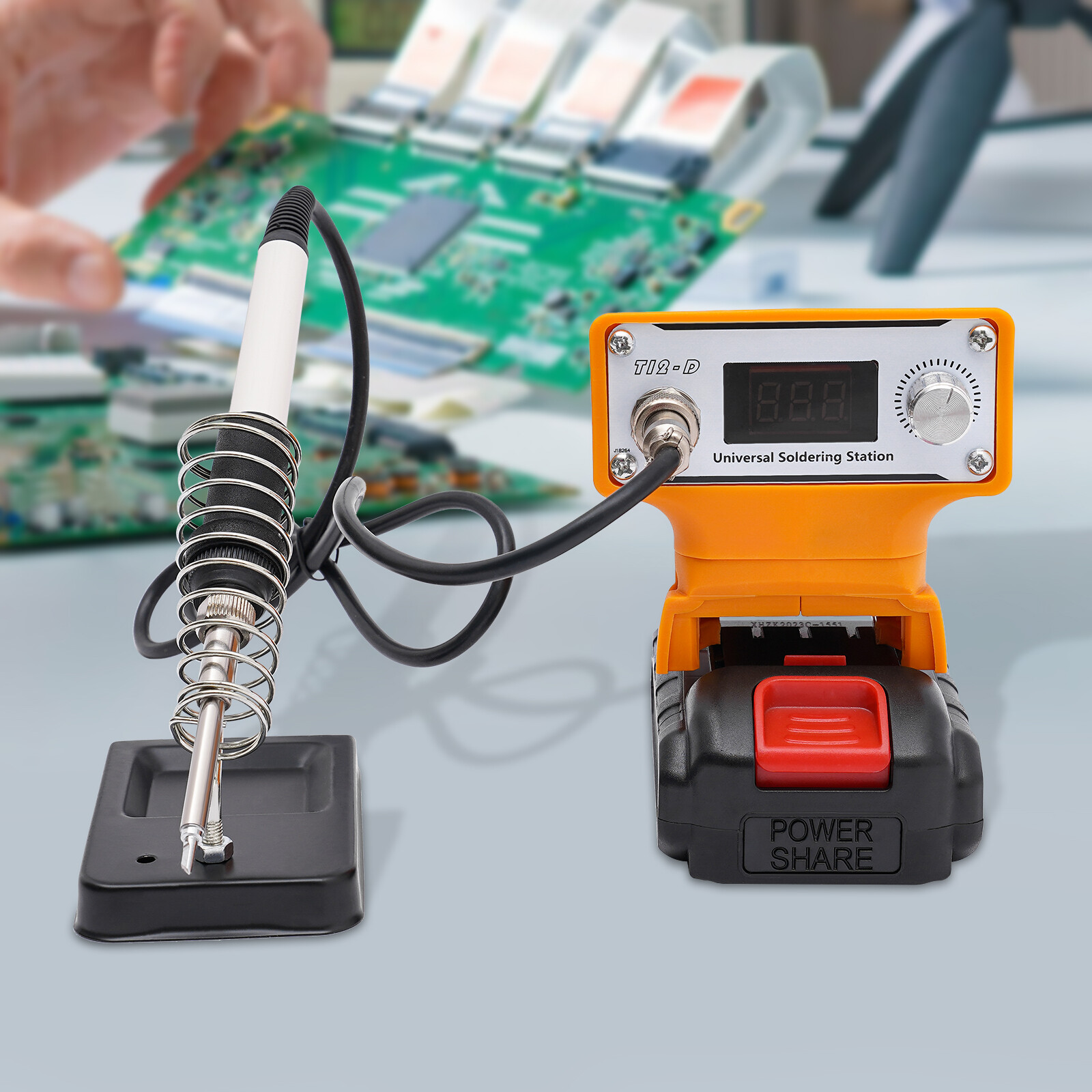 T12-D Digital Display Soldering Iron Station Kit w/Tip Holder& Long Handle Wire