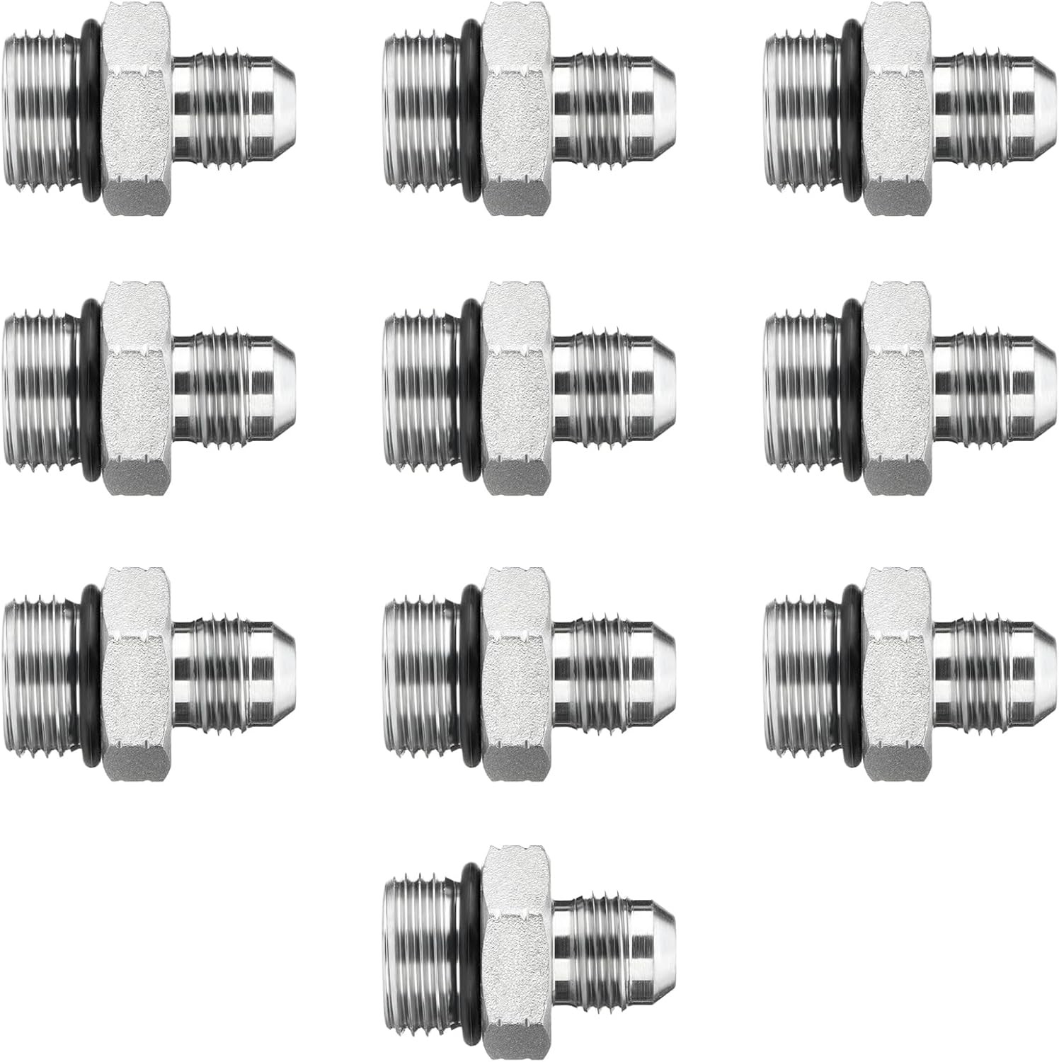 10 Pack 3/8″ JIC 37° Male x #8 SAE/ORB Male Hydraulic Hose Adapter Fittings New