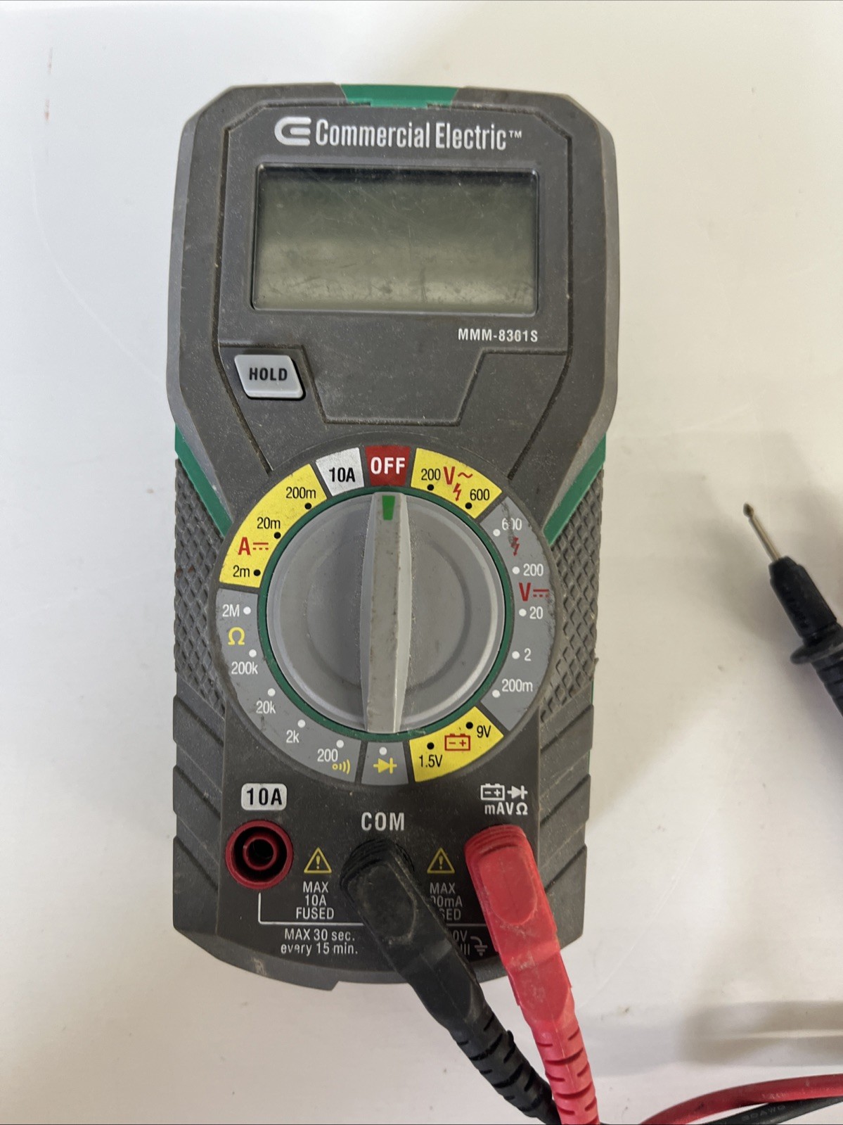 Commercial Electric MM-8301S Digital Multimeter w/ Test Leads Tested Working