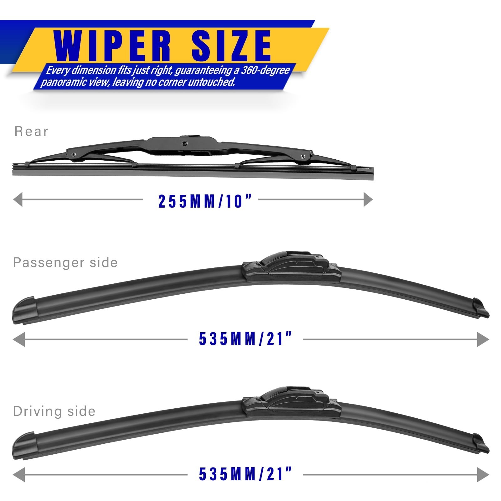 3 wipers Replacement for 2007-2017 Jeep Patriot, Windshield Wiper Blades Orig…