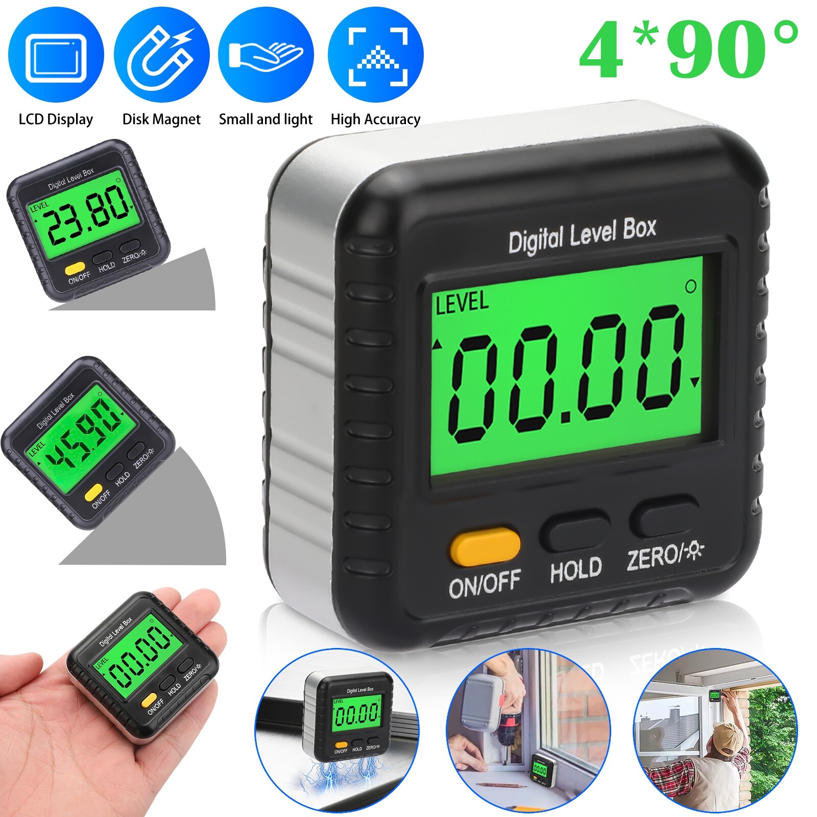 LCD Magnetic Digital Level Box Gauge Angle Meter Finder Protractor Inclinometer