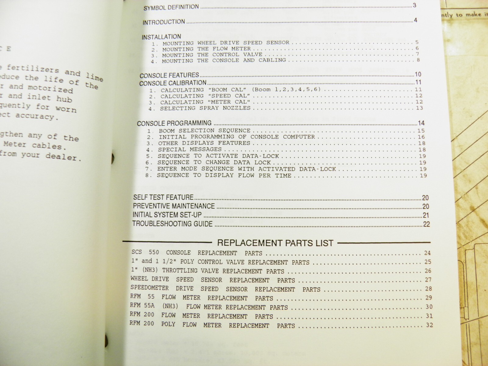 RAVEN SCS550 SCS 550 FLOW CONTROL INSTALLATION AND SERVICE MANUAL PARTS LIST