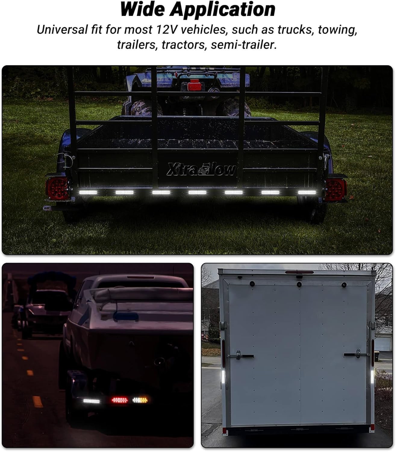 24LEDs Trailer Backup Reverse Light Surface Mount 7.5 inch Bar-White