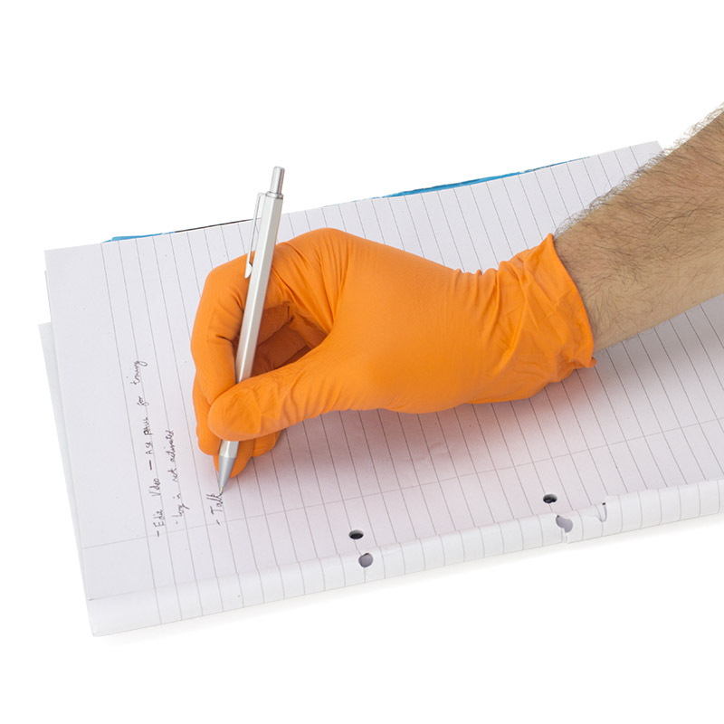 COPPERHEAD Orange Nitrile Gloves, 8 mil, Diamond Texture, CASE 1000 Size XLarge