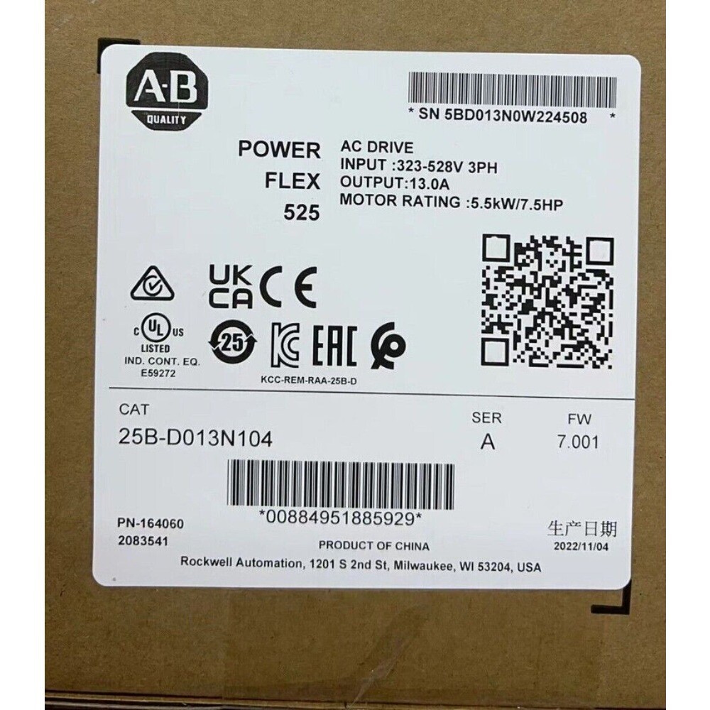 Brand New Allen-Bradley PowerFlex 525 AB 25B-D013N104 AC Drive 25B-D013N104