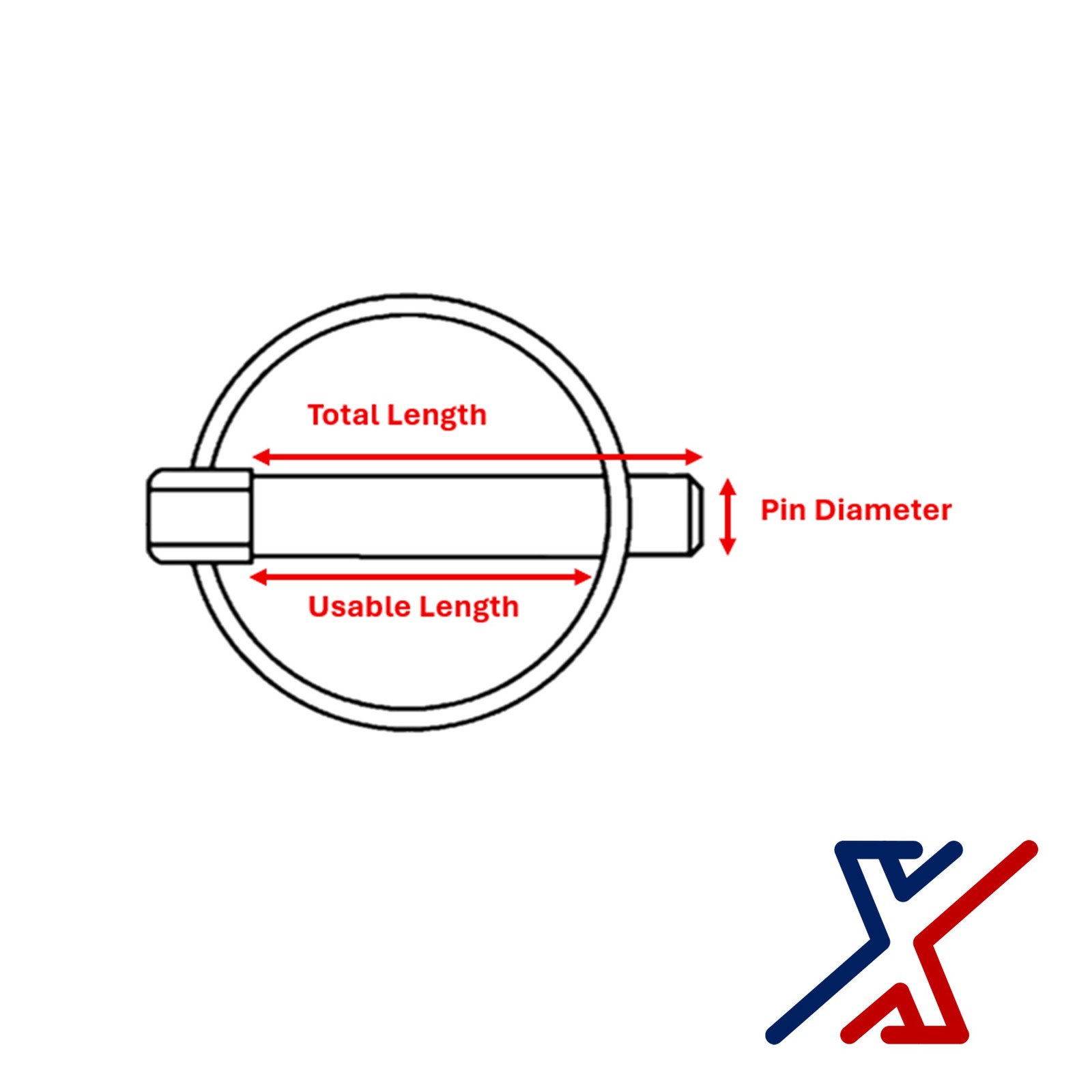 3/16 in. dia. x 1-1/2 in. L Snapper Pin / Lynch Pin by X1 Tools