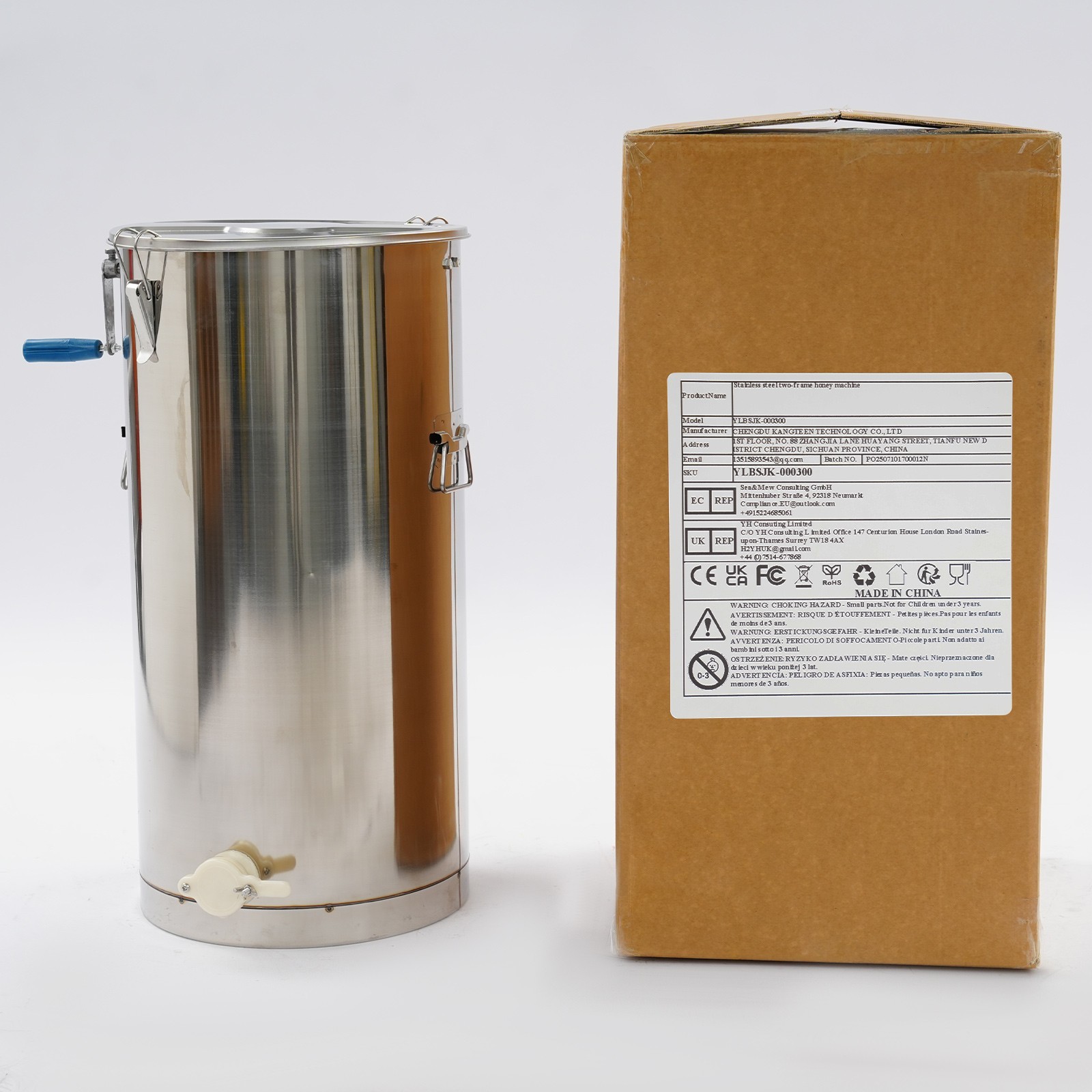 Manual Honey Spinner Stainless Steel Beekeeping Honey Extractor 22.5kg max.