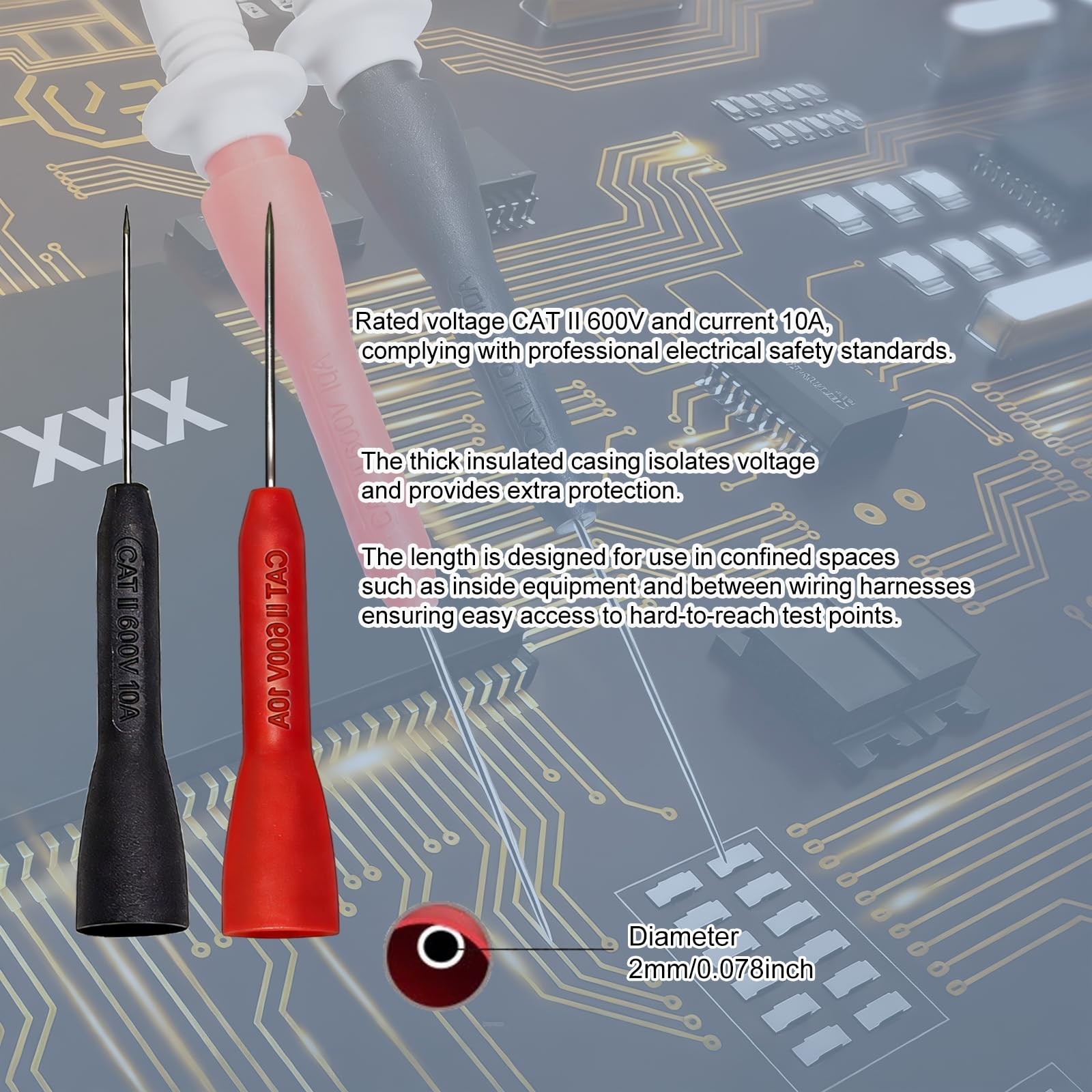 Premium Multimeter Leads Set 49in Silicone Gold Plated Probes CAT III 1000V NEW