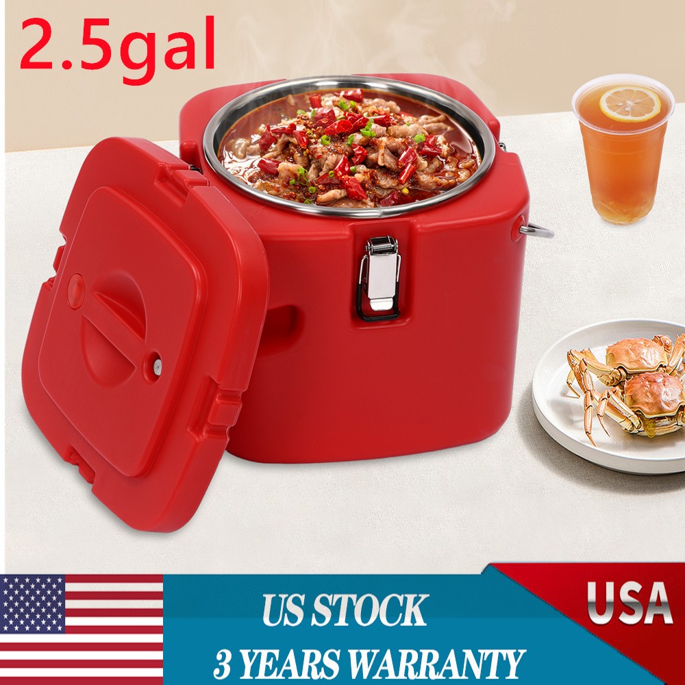 10Qt Insulation Food Soup Warmer Catering Box Stainless Food Pan Carrier Cooler