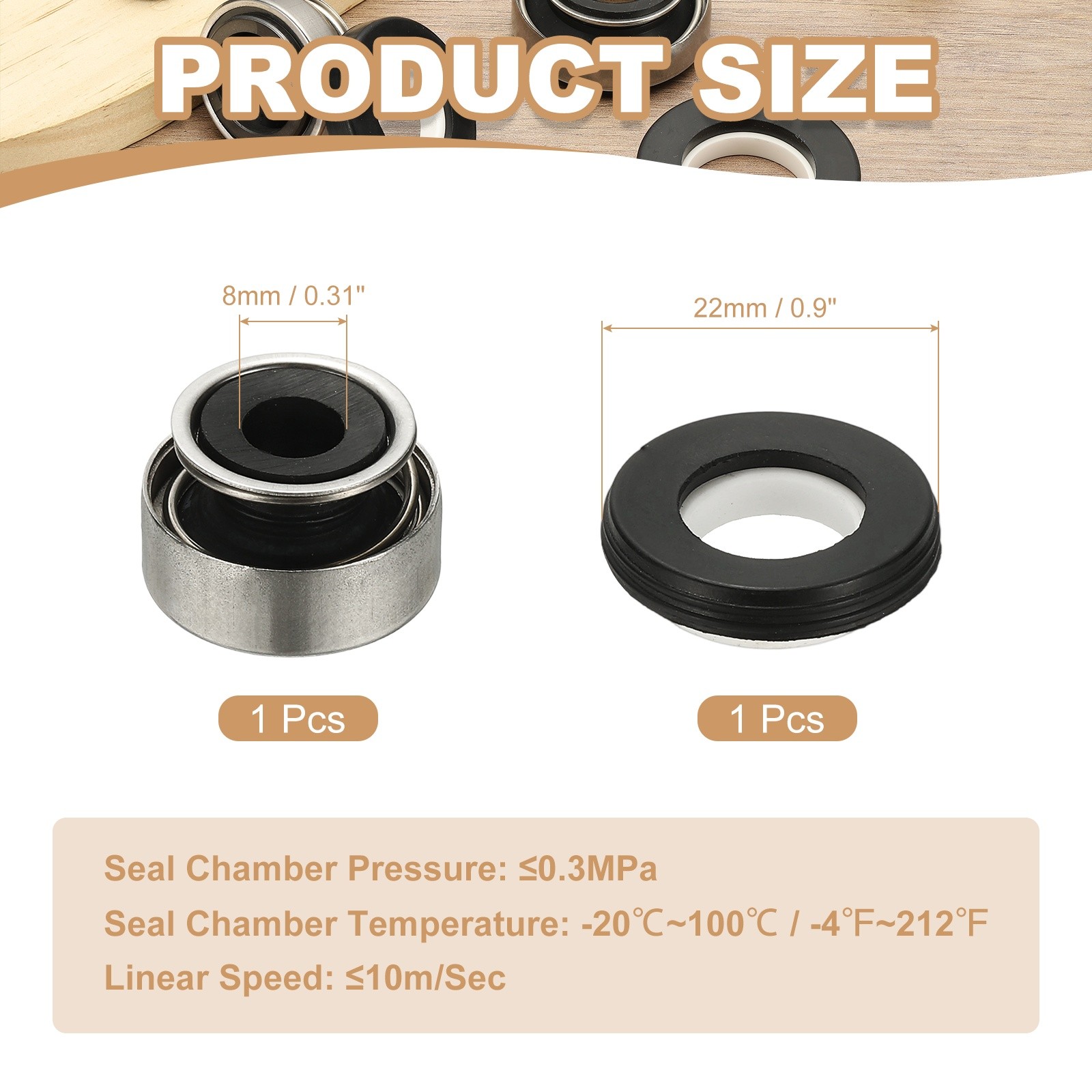 Mechanical Seal Kit 8mm / 0.3 Inch Gas Water Pump Replacement