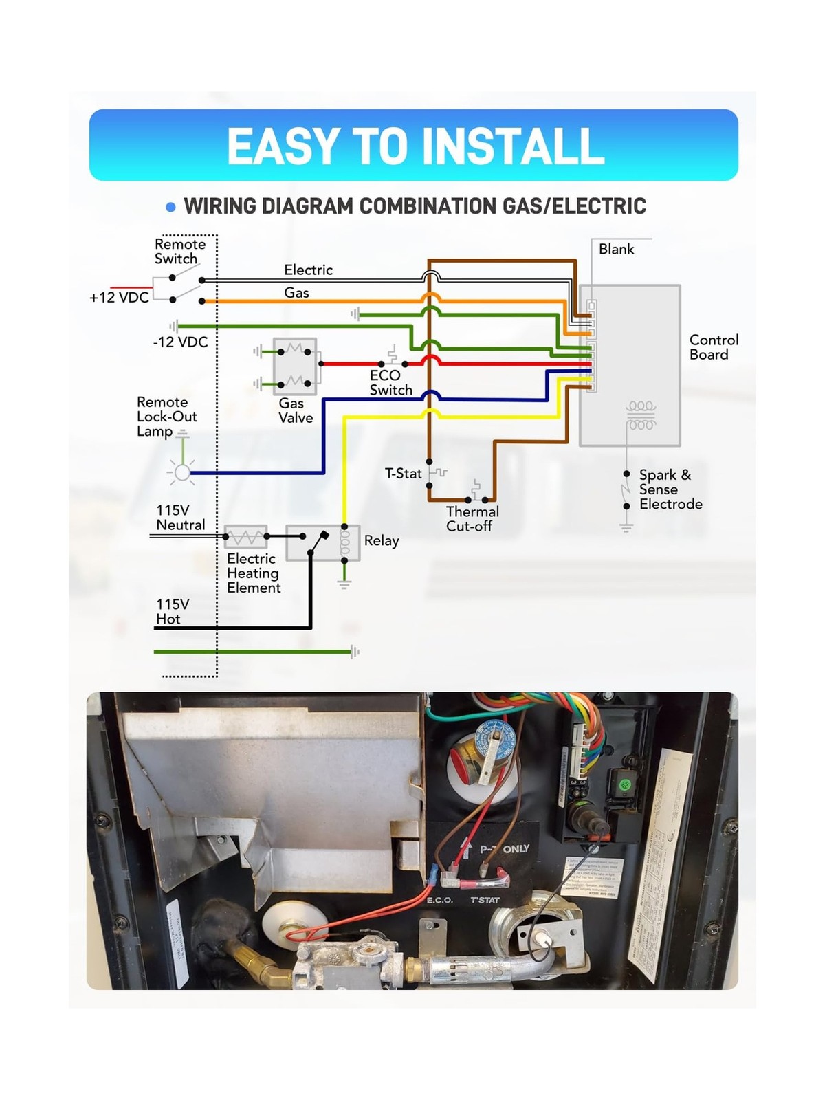 3 in 1 RV Water Heater Parts with 91365 Water Heater Control Circuit Board, 9…