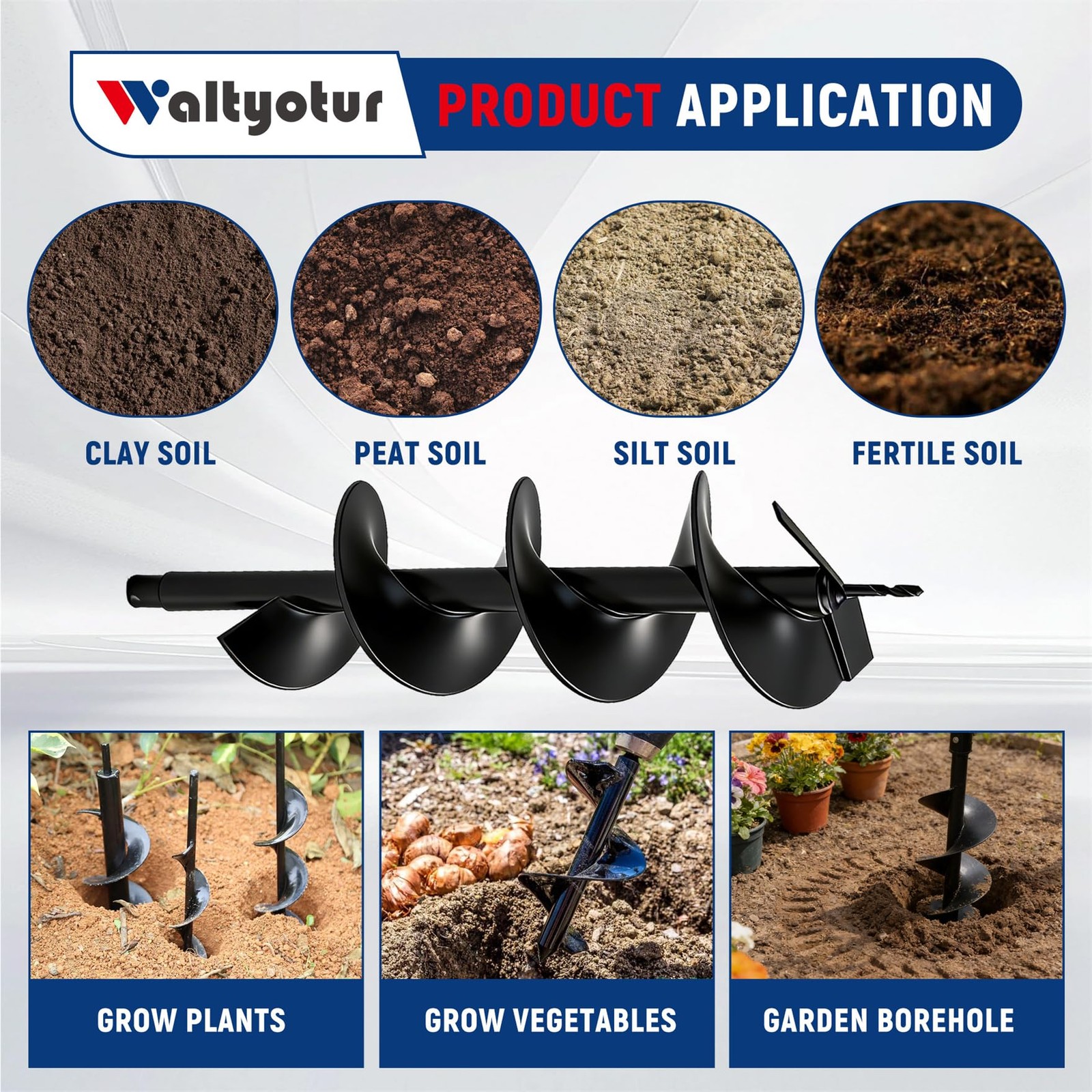 Waltyotur Drill Bit Earth Bit 8 X 31 Inch Garden Auger Spiral Drill Bit Post Or