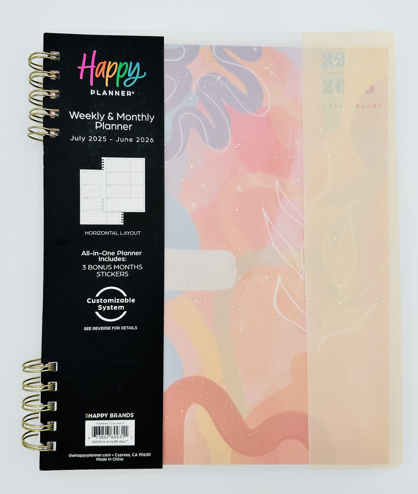 Happy Planner Monthly/Weekly Spiral Planner, 8-1/2″, July 25-July 26