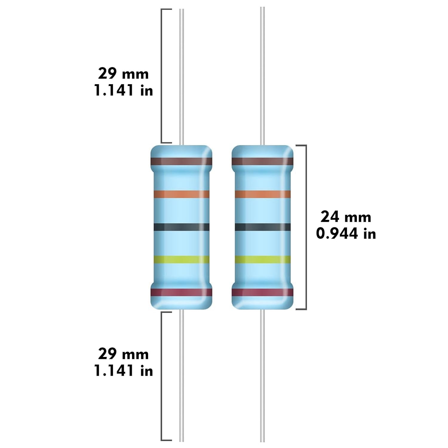 5W Metal Film Resistor Kit from 1 Ohm to 1M Ohm 25 Values 5 Watt 1% Resistors…