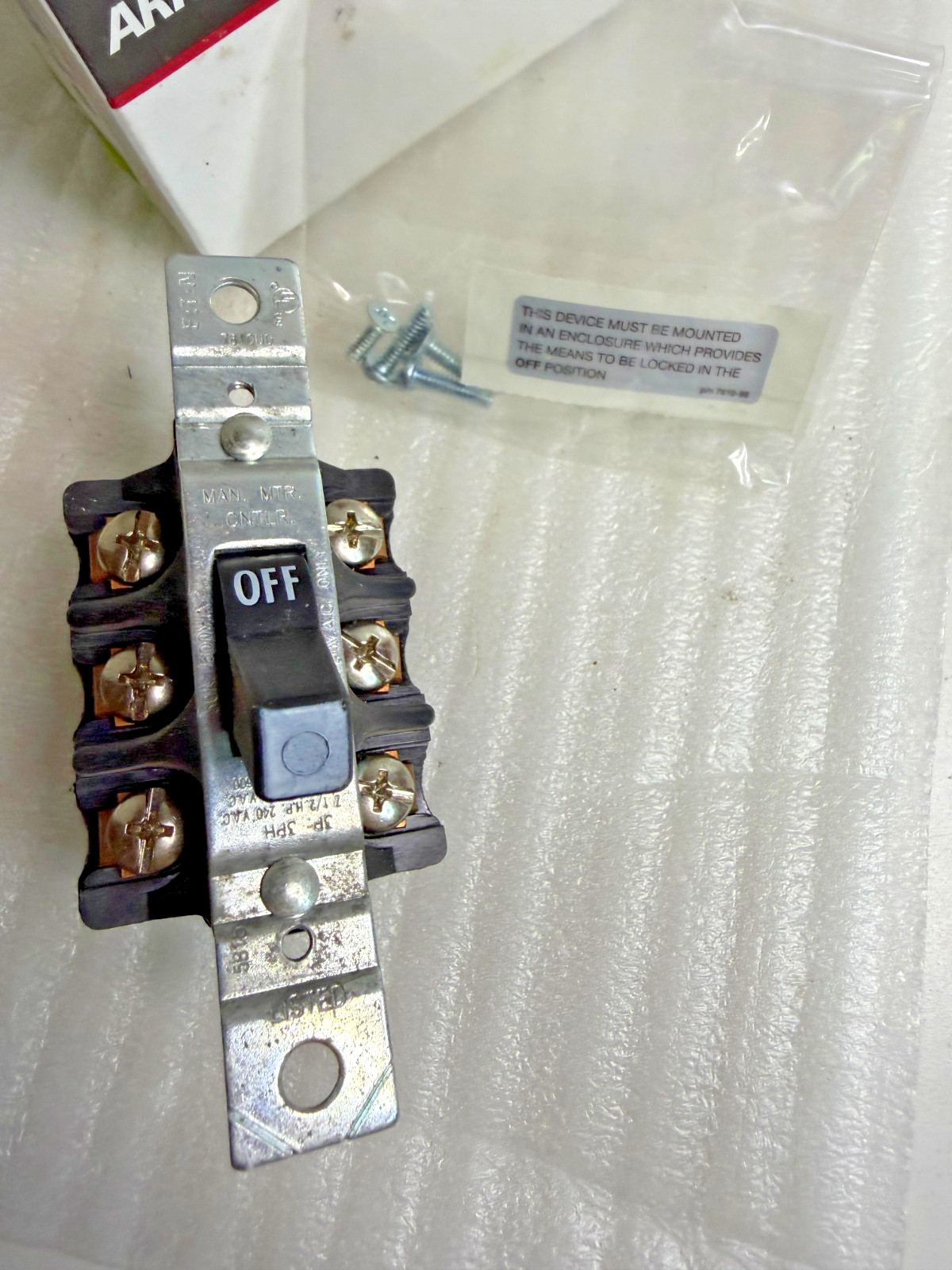 Arrow Hart Manual Contactor/ Disconnect Switch AH7810UD New